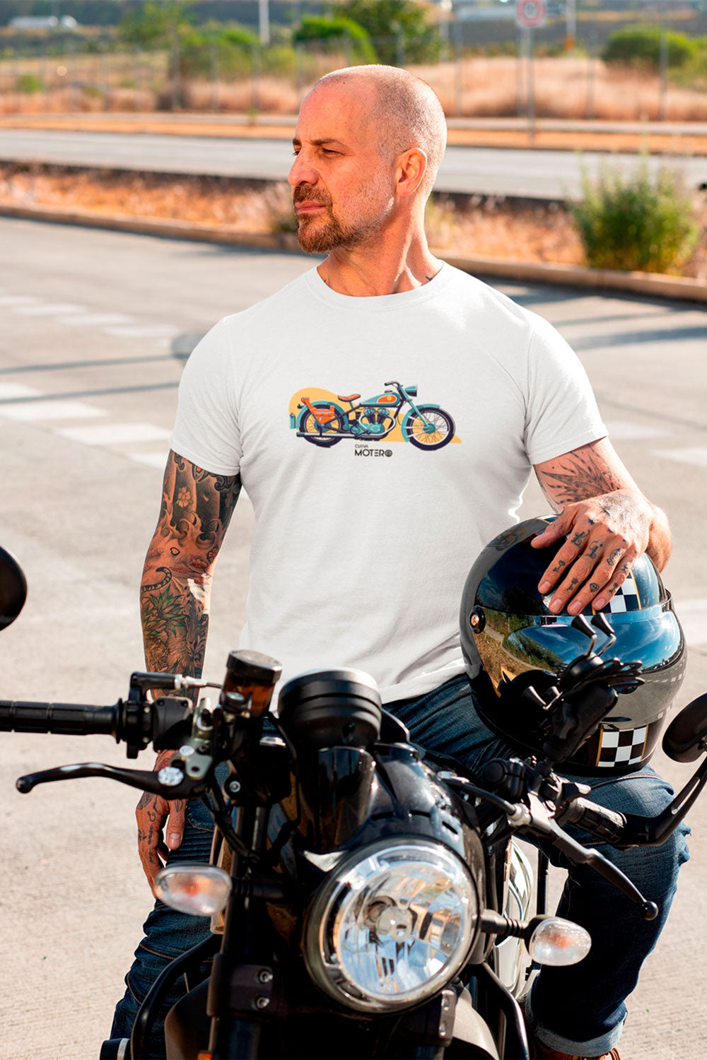 Playera de algodón blanca para hombre Diseño 1