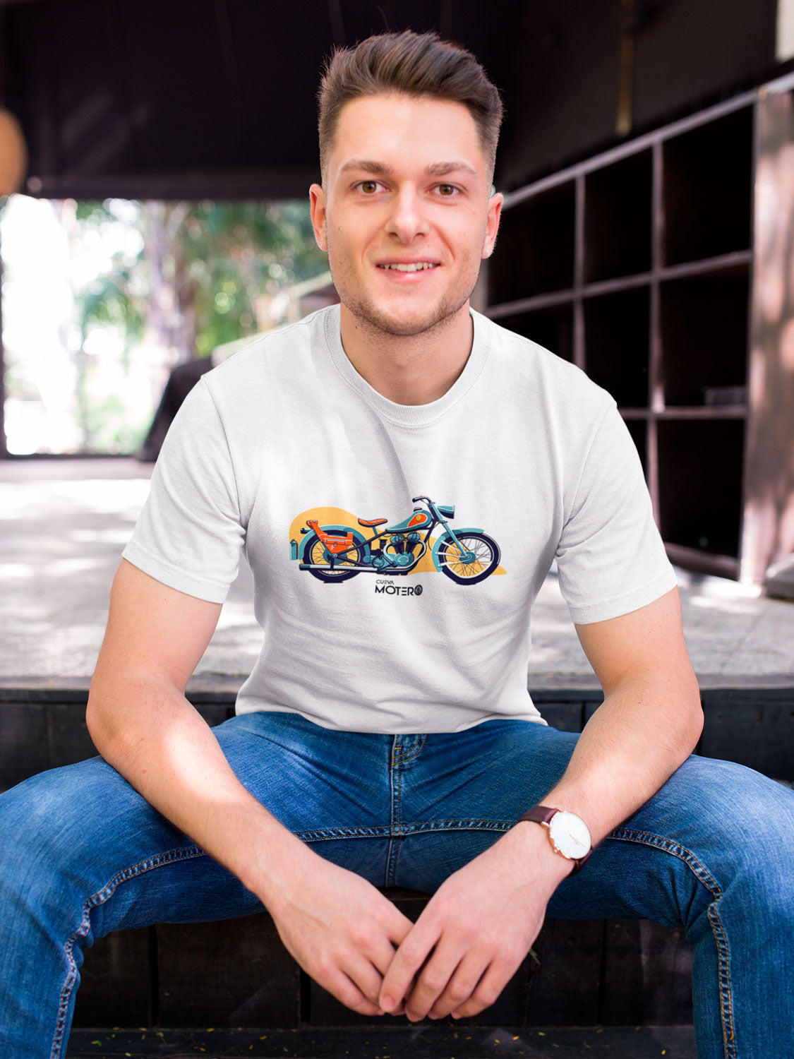 Playera de algodón blanca para hombre Diseño 1