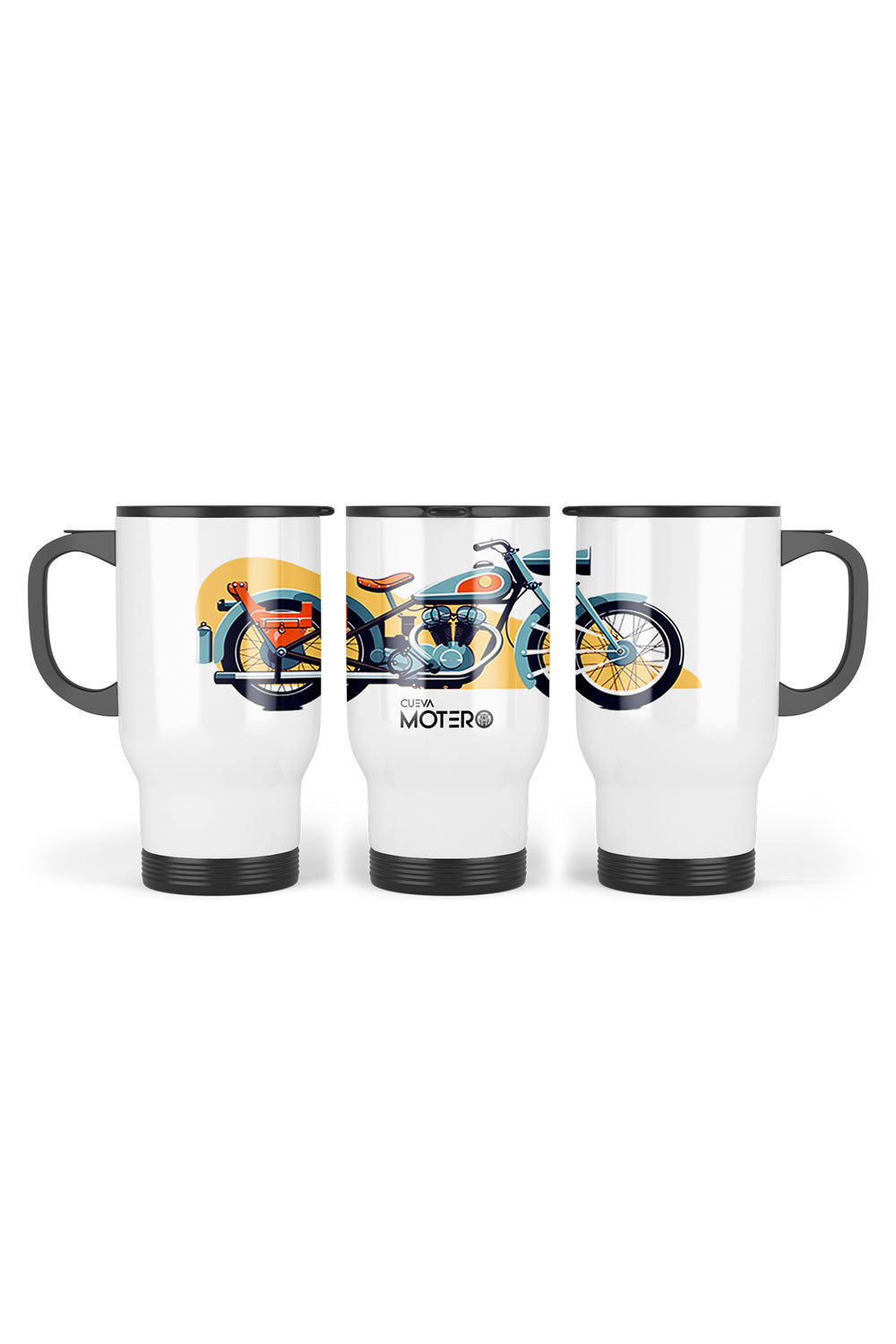 1 Termo acero con asa de plástico negro, capacidad de 16 oz Diseño 1