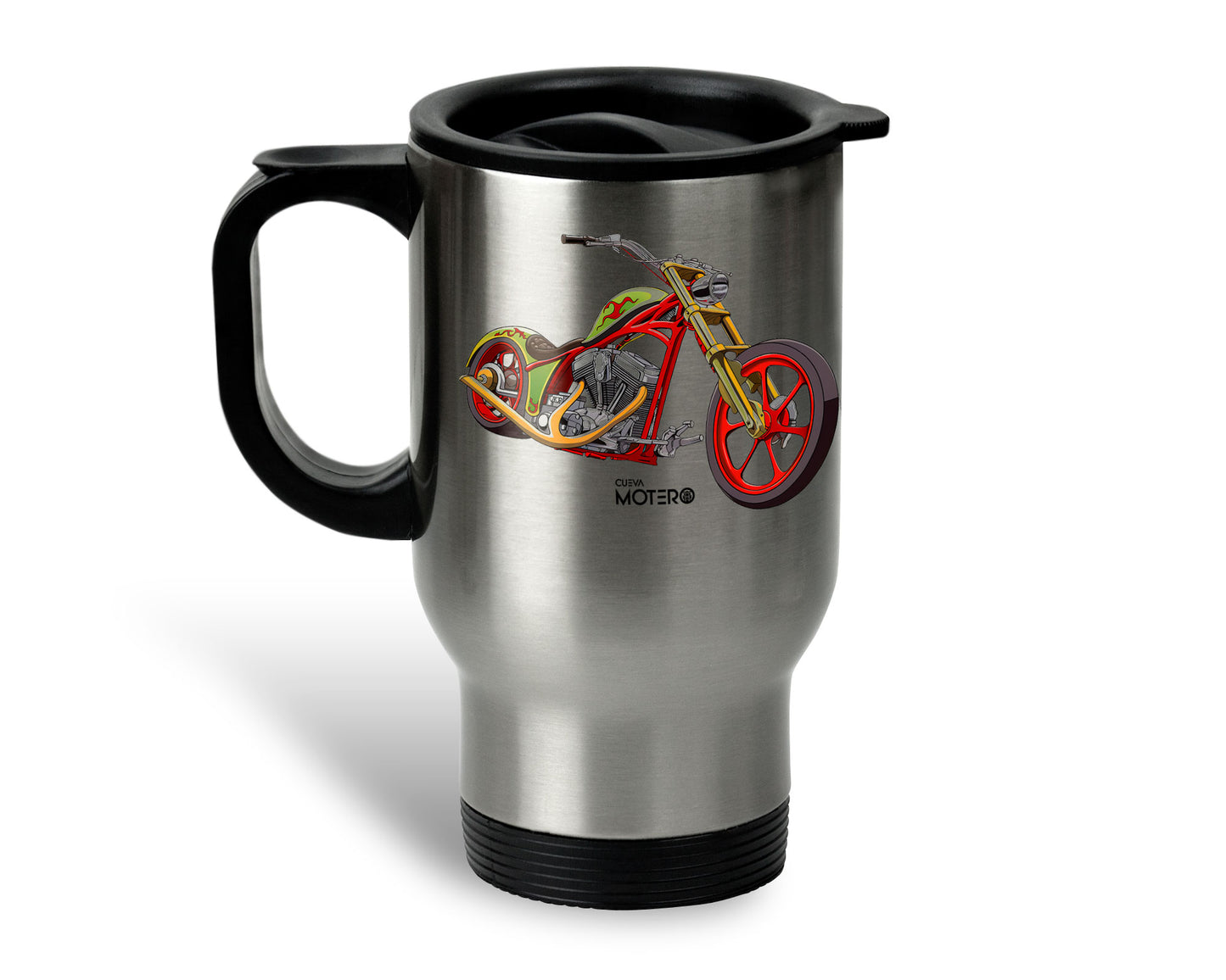 1 Termo acero con asa de plástico negro, capacidad de 16 oz Diseño 116