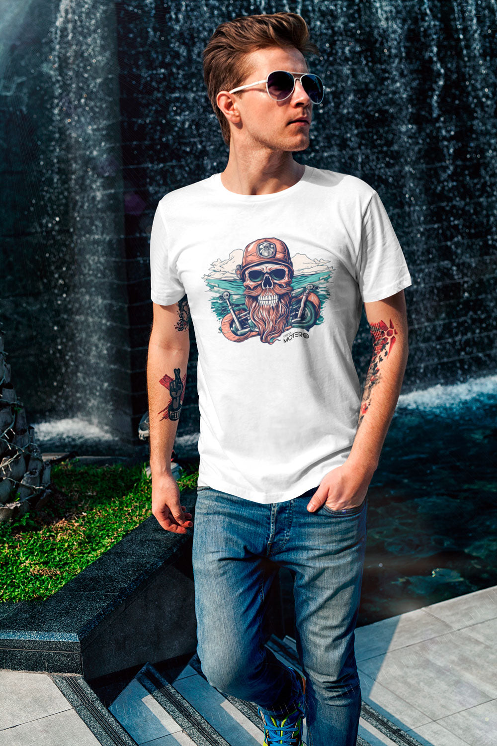 Playera de poliéster blanca para hombre Diseño 117