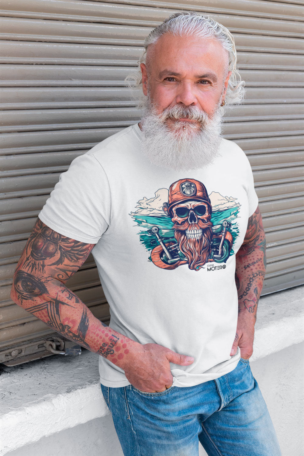 Playera de poliéster blanca para hombre Diseño 117