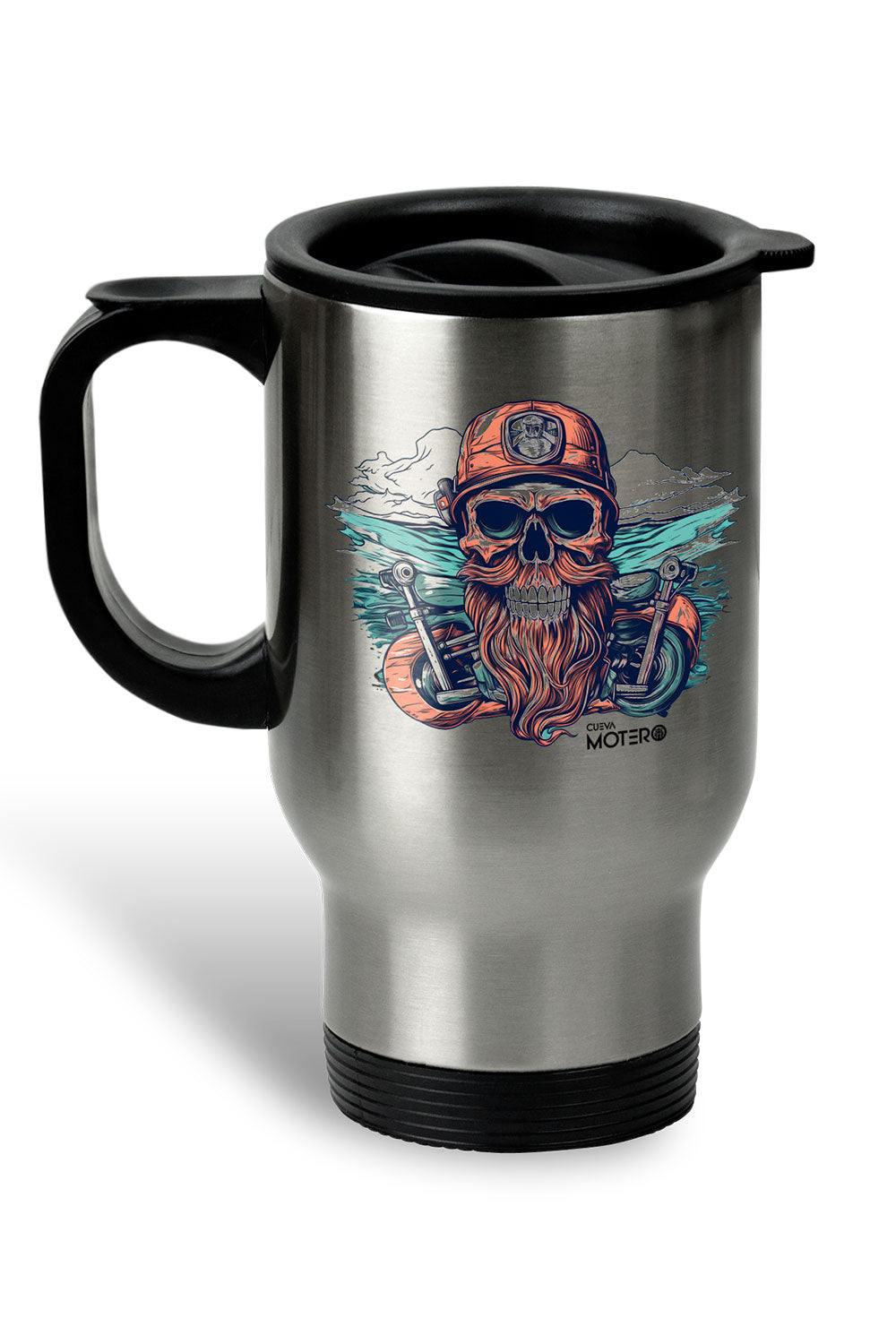 1 Termo acero con asa de plástico negro, capacidad de 16 oz Diseño 117