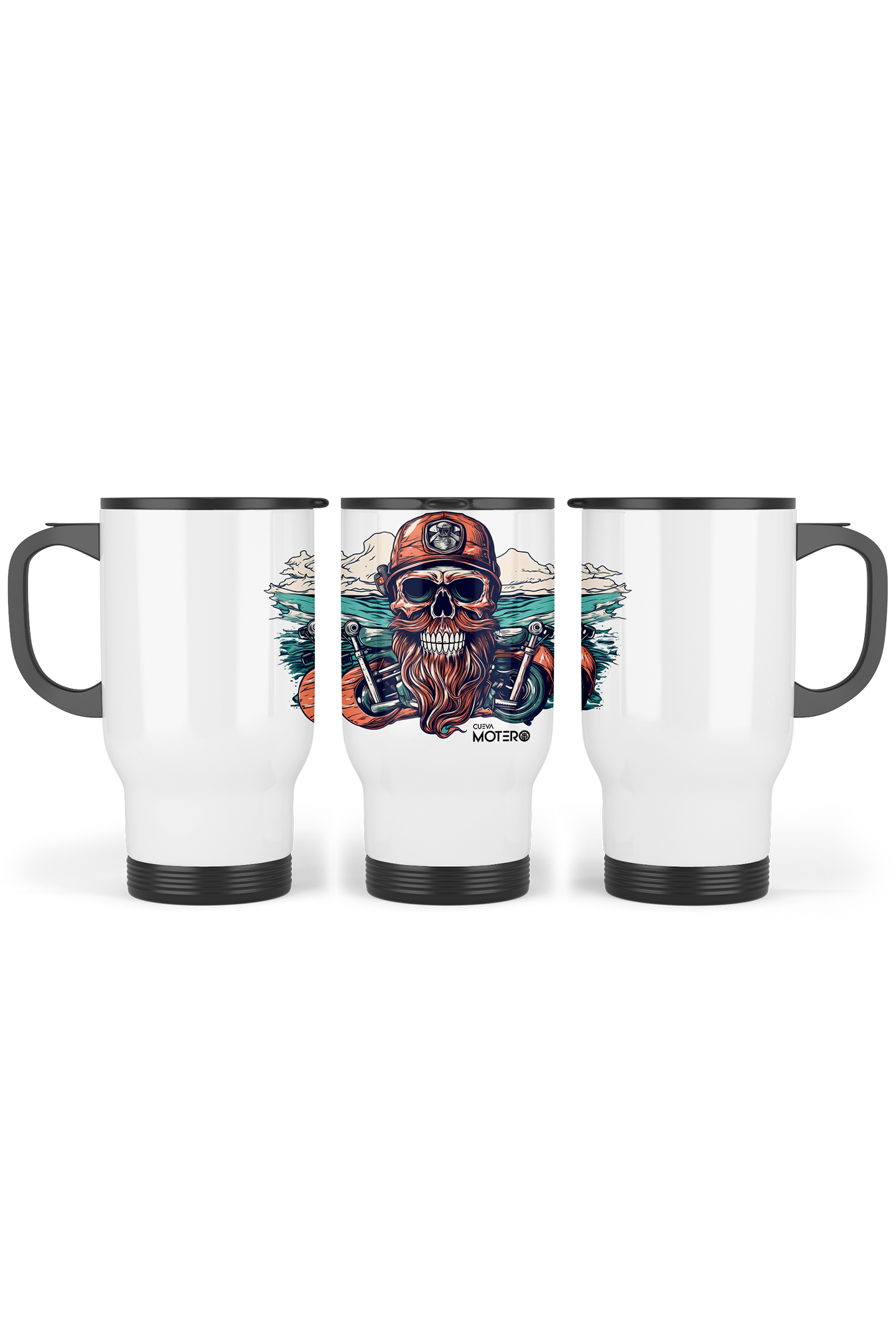 1 Termo acero con asa de plástico negro, capacidad de 16 oz Diseño 117