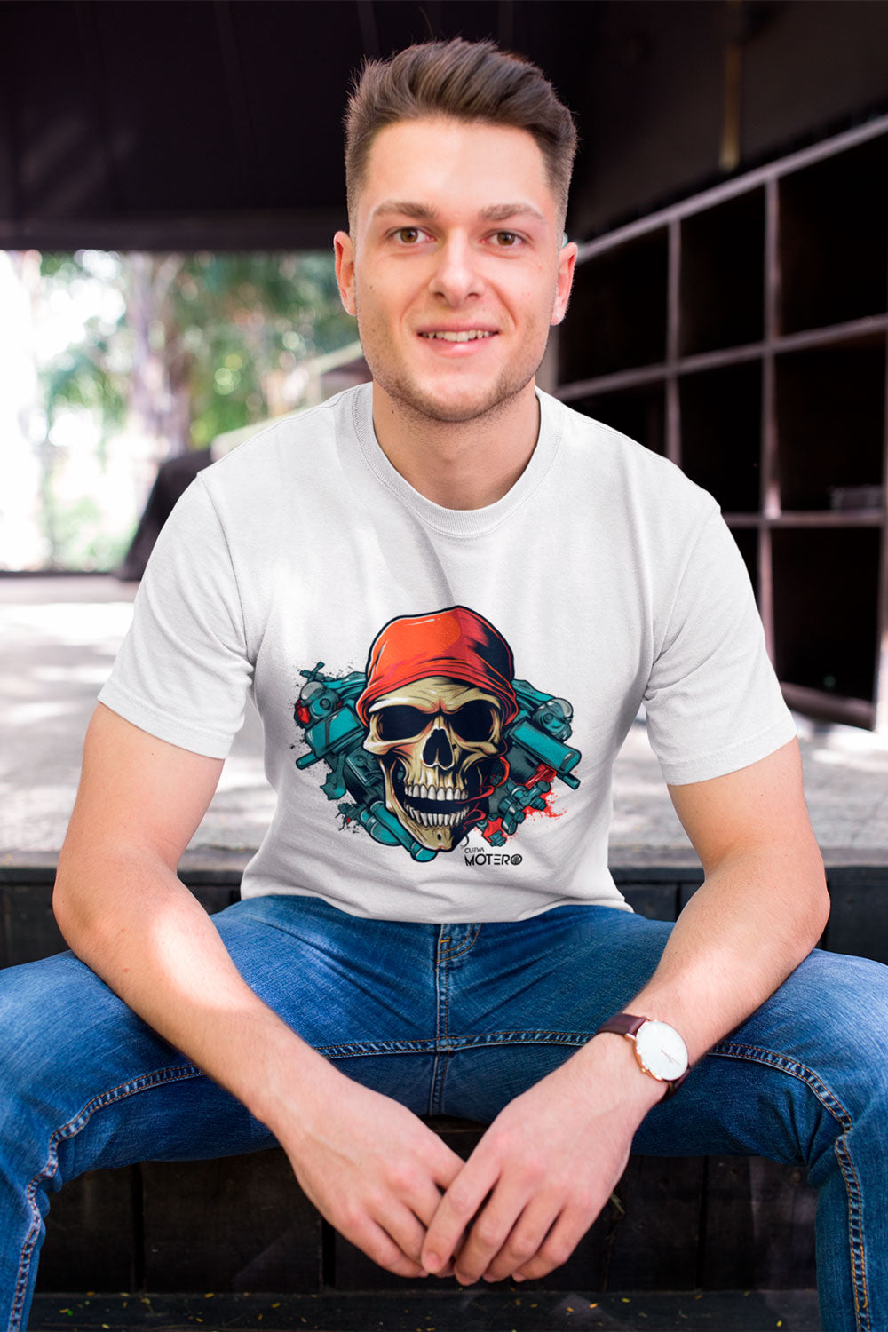 Playera de poliéster blanca para hombre Diseño 118