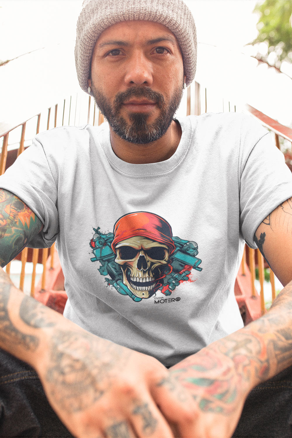 Playera de poliéster blanca para hombre Diseño 118