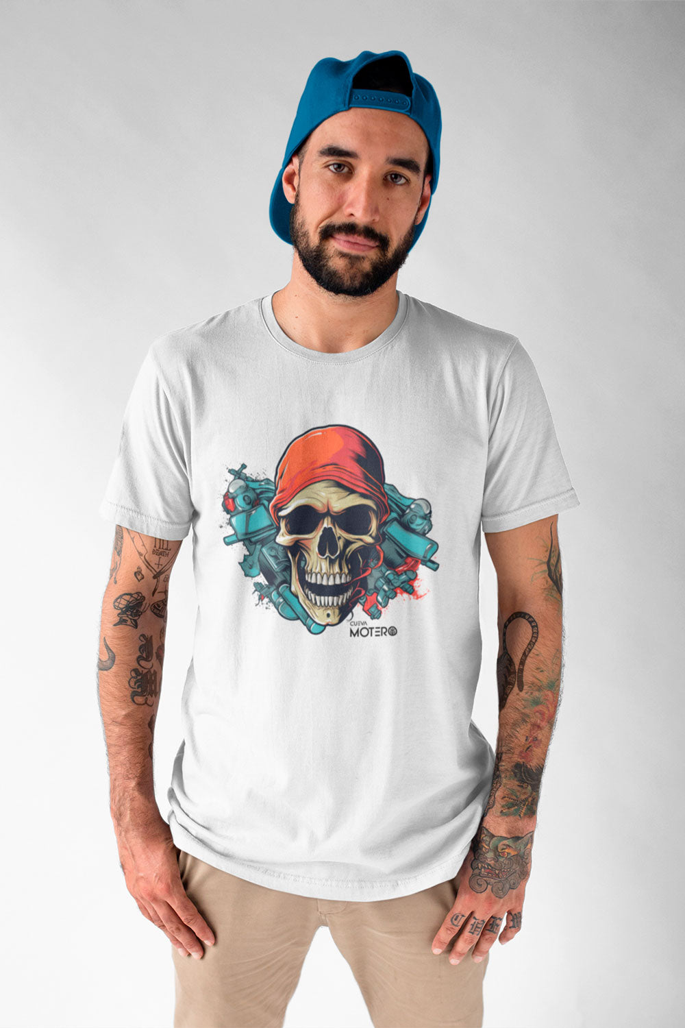 Playera de poliéster blanca para hombre Diseño 118