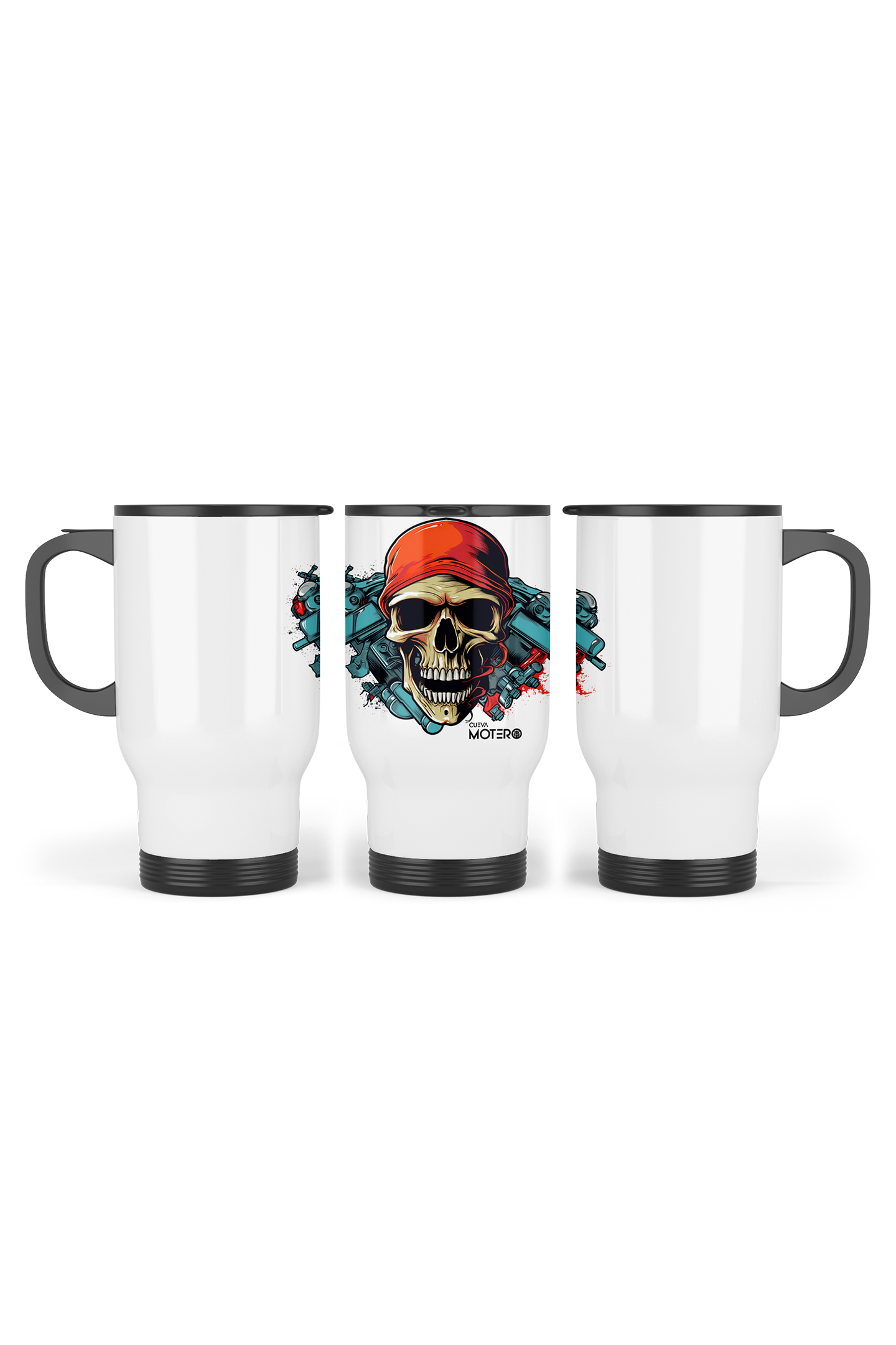 1 Termo acero con asa de plástico negro, capacidad de 16 oz Diseño 118