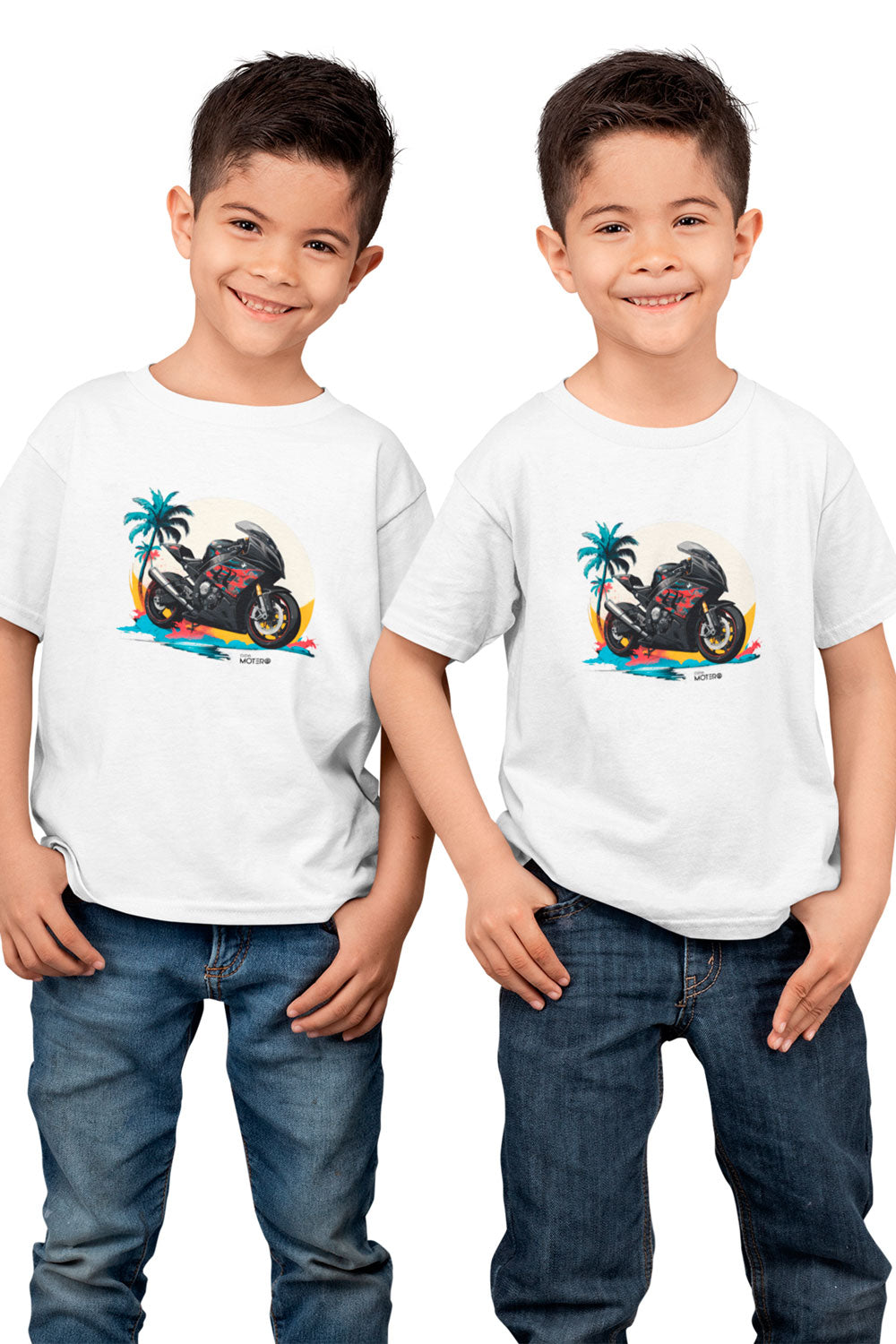 Playera poliéster blanca para niños diseño 119