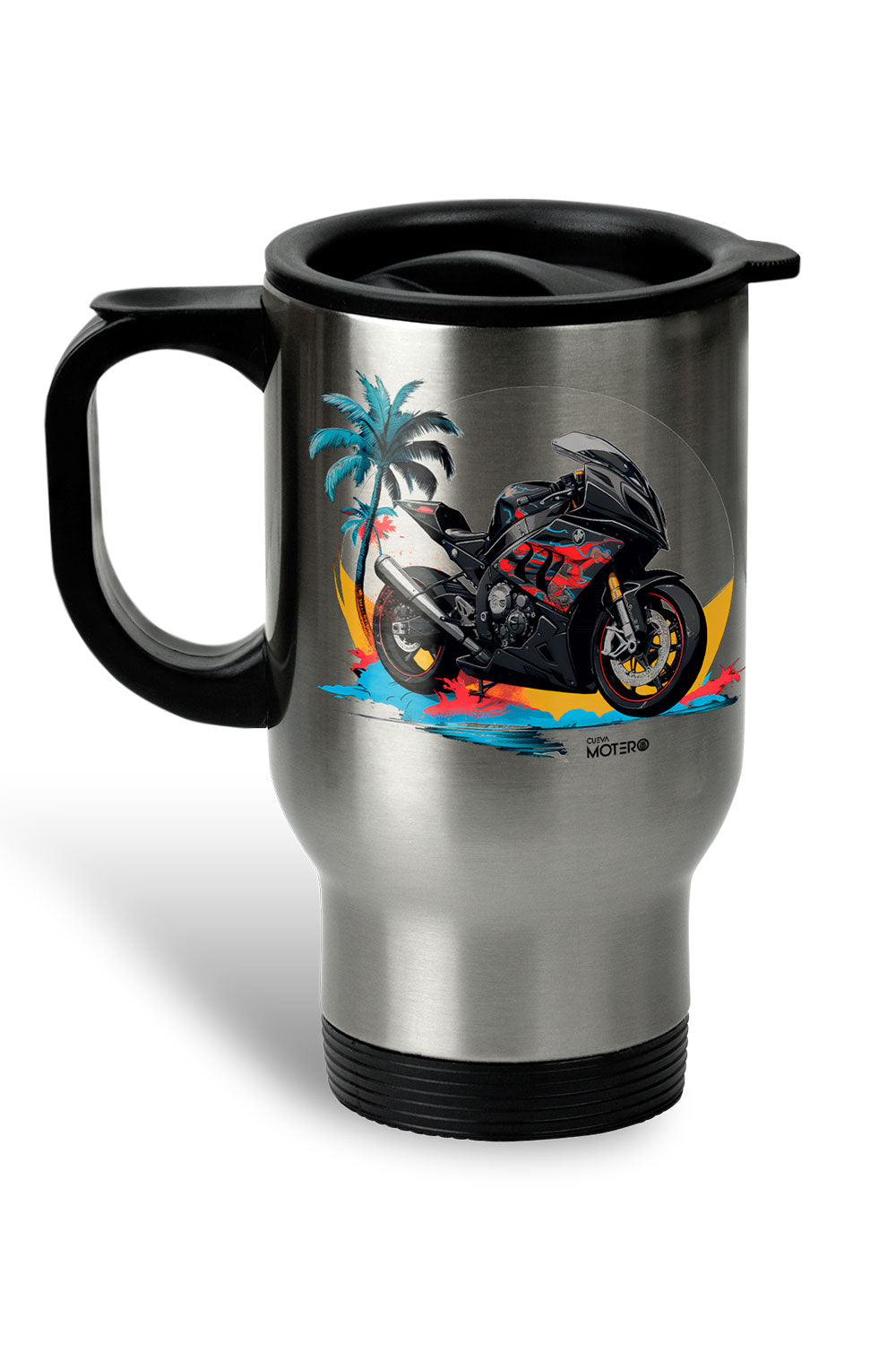 1 Termo acero con asa de plástico negro, capacidad de 16 oz Diseño 119