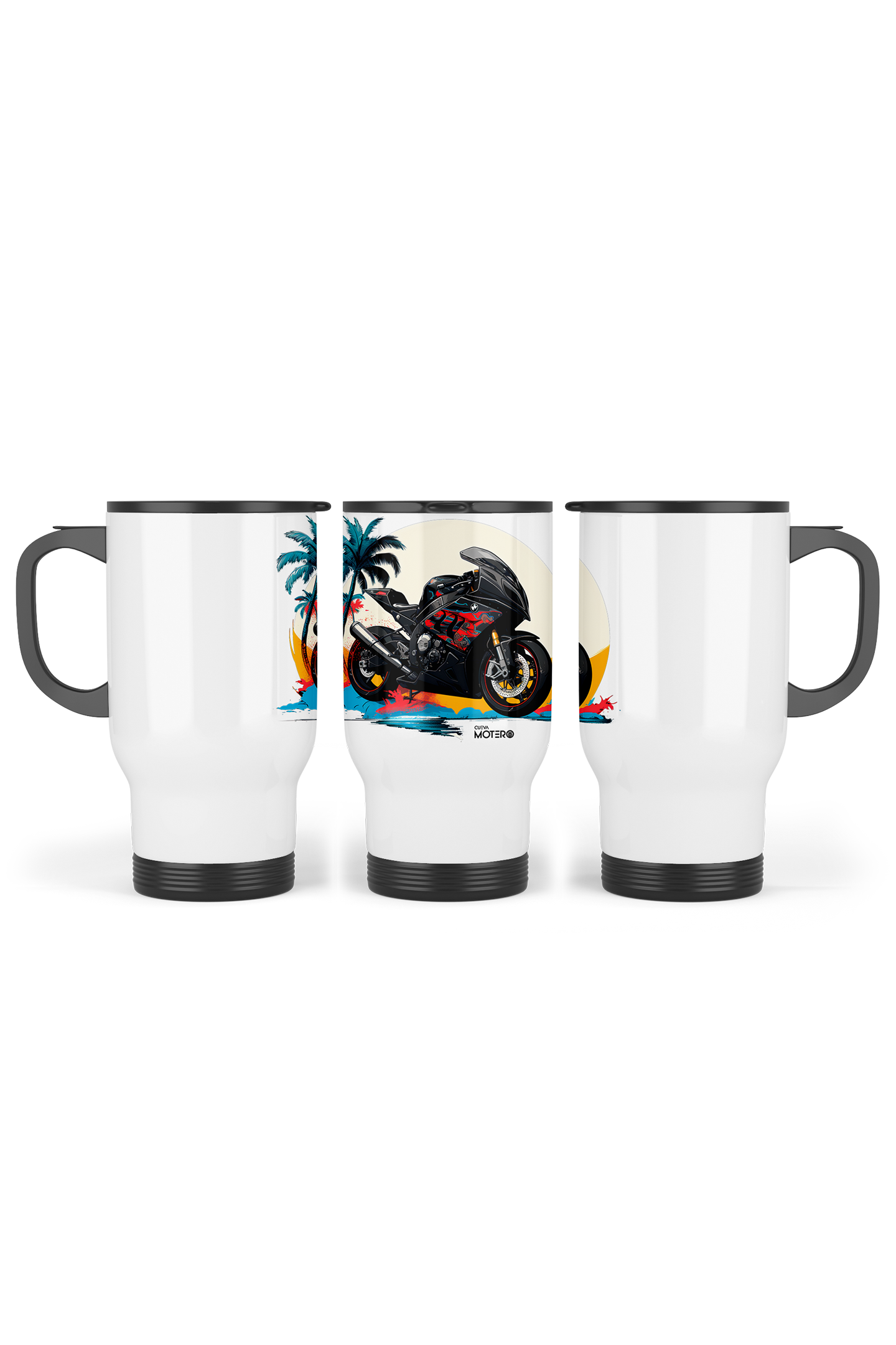 1 Termo acero con asa de plástico negro, capacidad de 16 oz Diseño 119