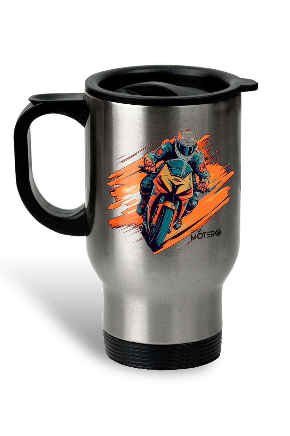 1 Termo acero con asa de plástico negro, capacidad de 16 oz Diseño 12