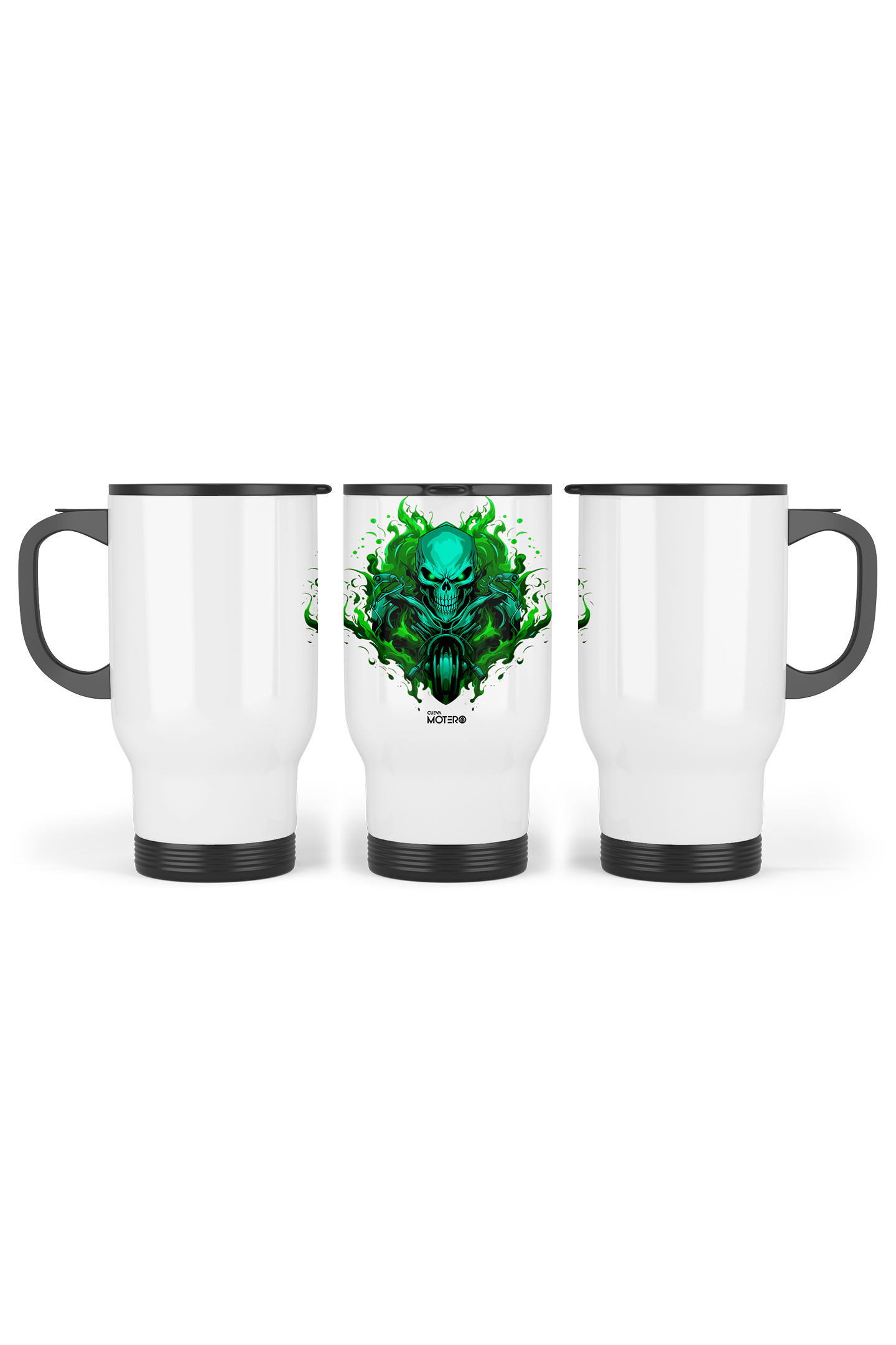 1 Termo acero con asa de plástico negro, capacidad de 16 oz Diseño 121