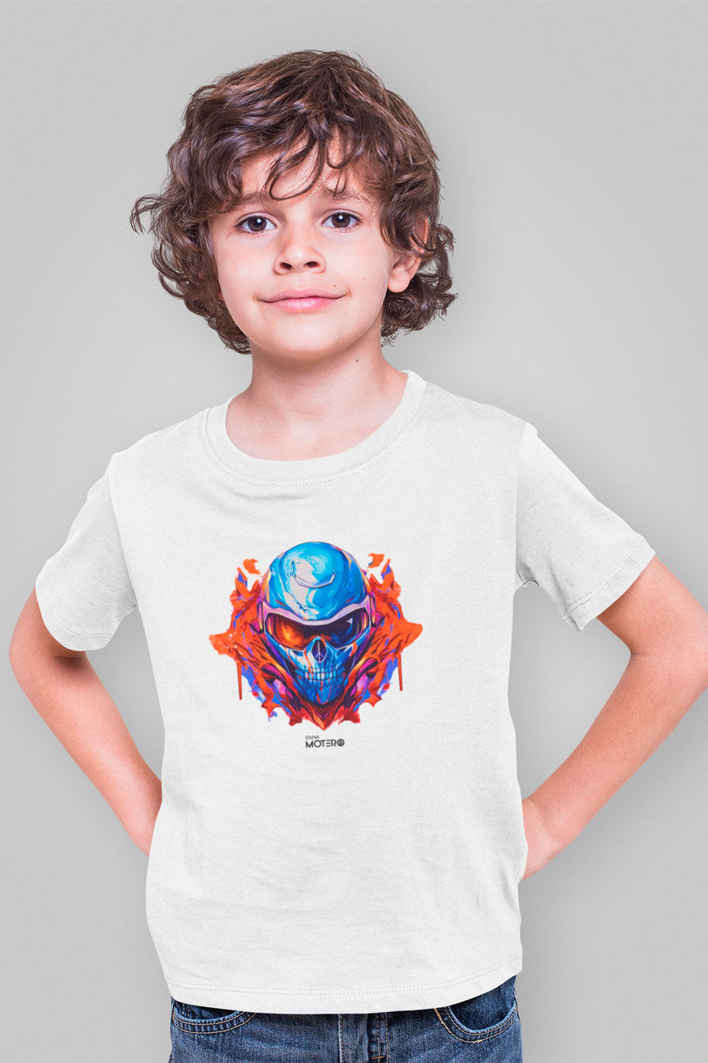 Playera poliéster blanca para niños diseño 123