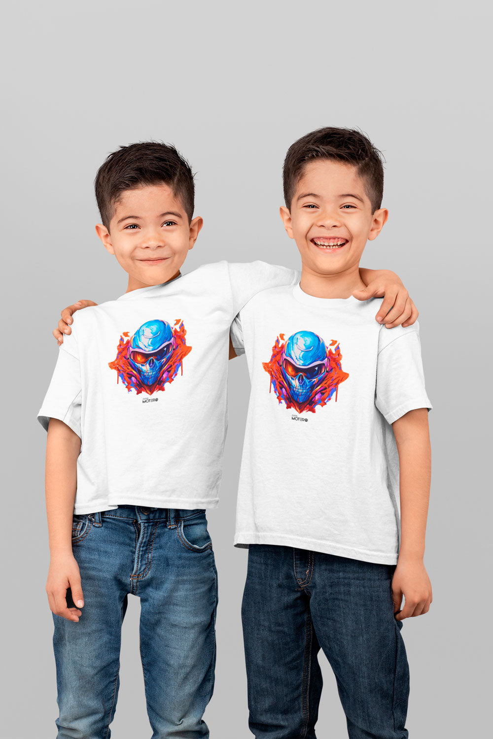 Playera poliéster blanca para niños diseño 123