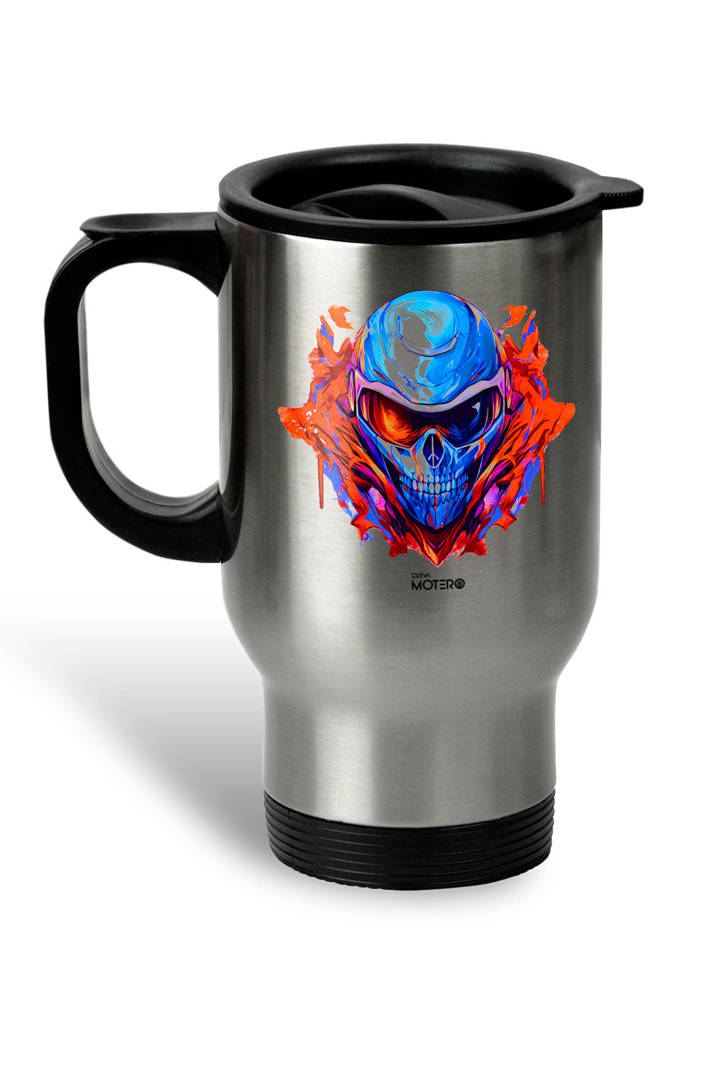 1 Termo acero con asa de plástico negro, capacidad de 16 oz Diseño 123