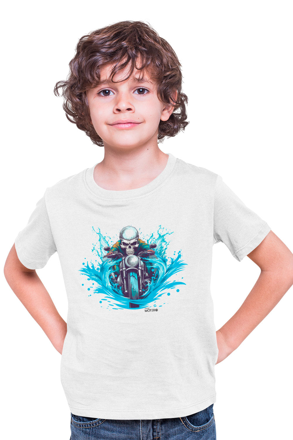 Playera poliéster blanca para niños diseño 124