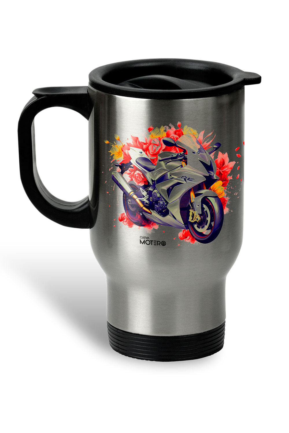 1 Termo acero con asa de plástico negro, capacidad de 16 oz Diseño 125