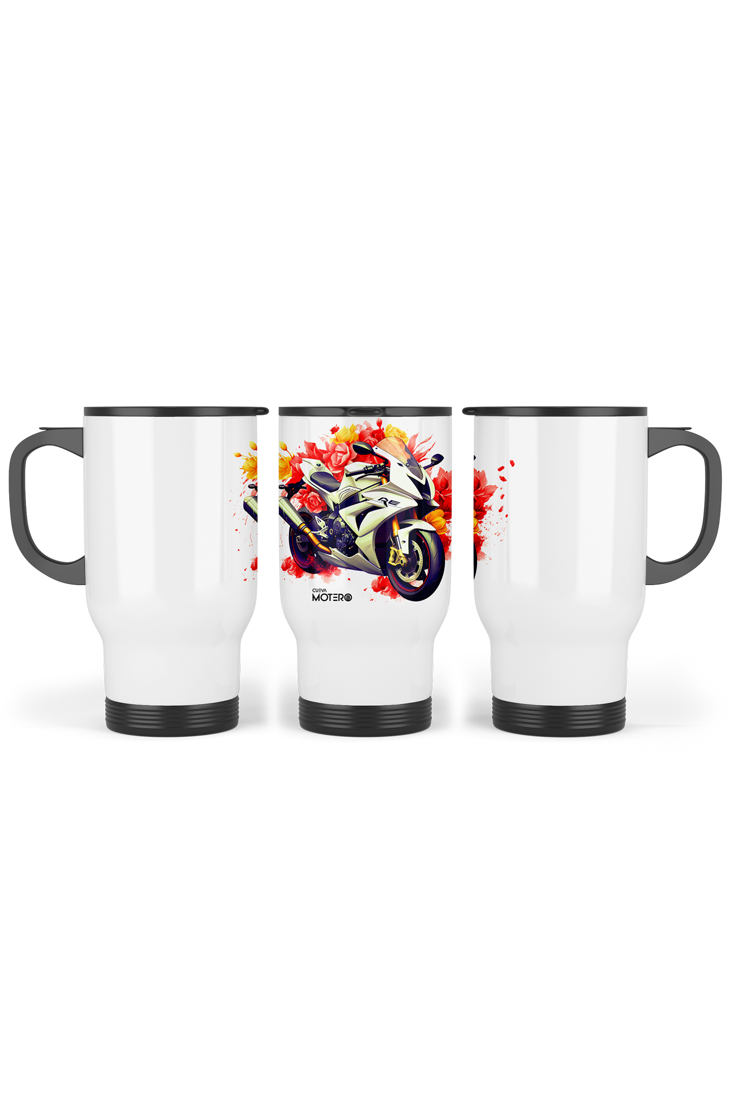 1 Termo acero con asa de plástico negro, capacidad de 16 oz Diseño 125