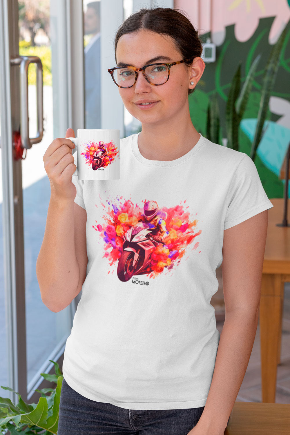 Playera poliéster blanca para mujer diseño 126