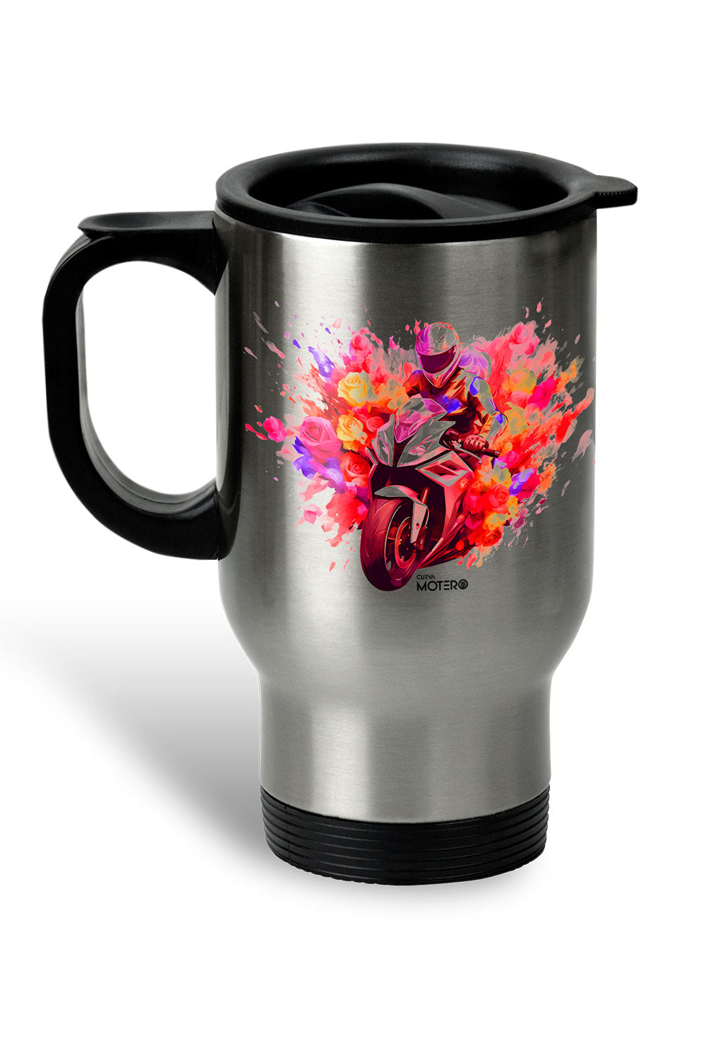 1 Termo acero con asa de plástico negro, capacidad de 16 oz Diseño 126