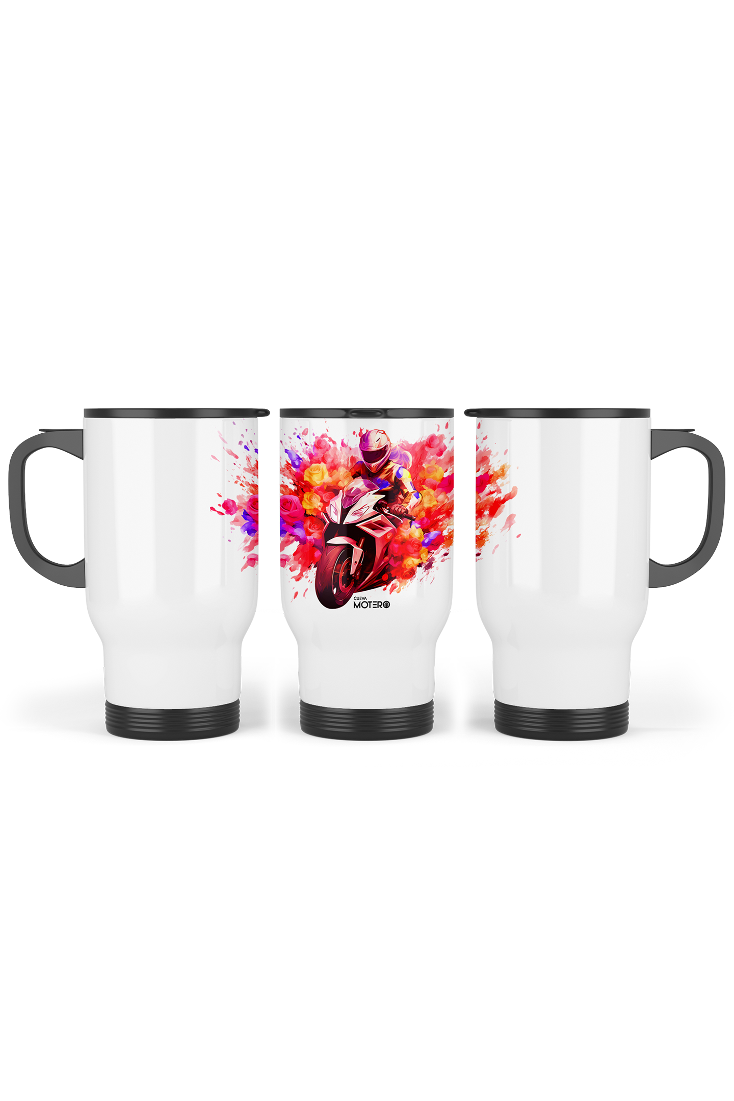 1 Termo acero con asa de plástico negro, capacidad de 16 oz Diseño 126