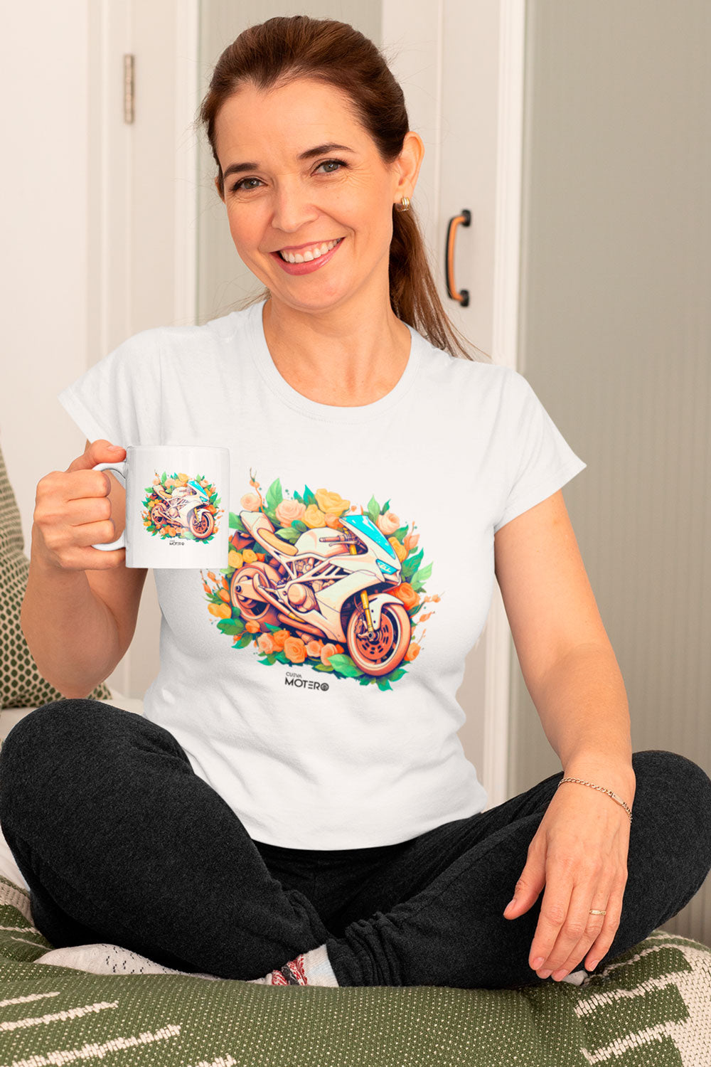 Playera poliéster blanca para mujer diseño 127