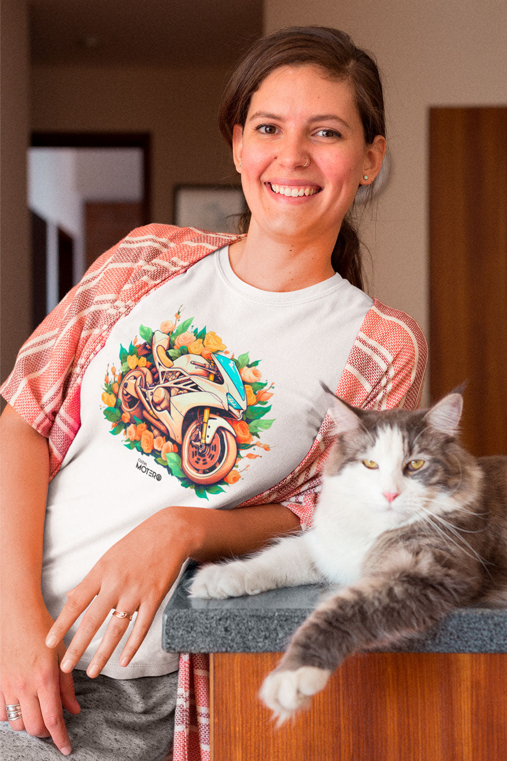 Playera poliéster blanca para mujer diseño 127