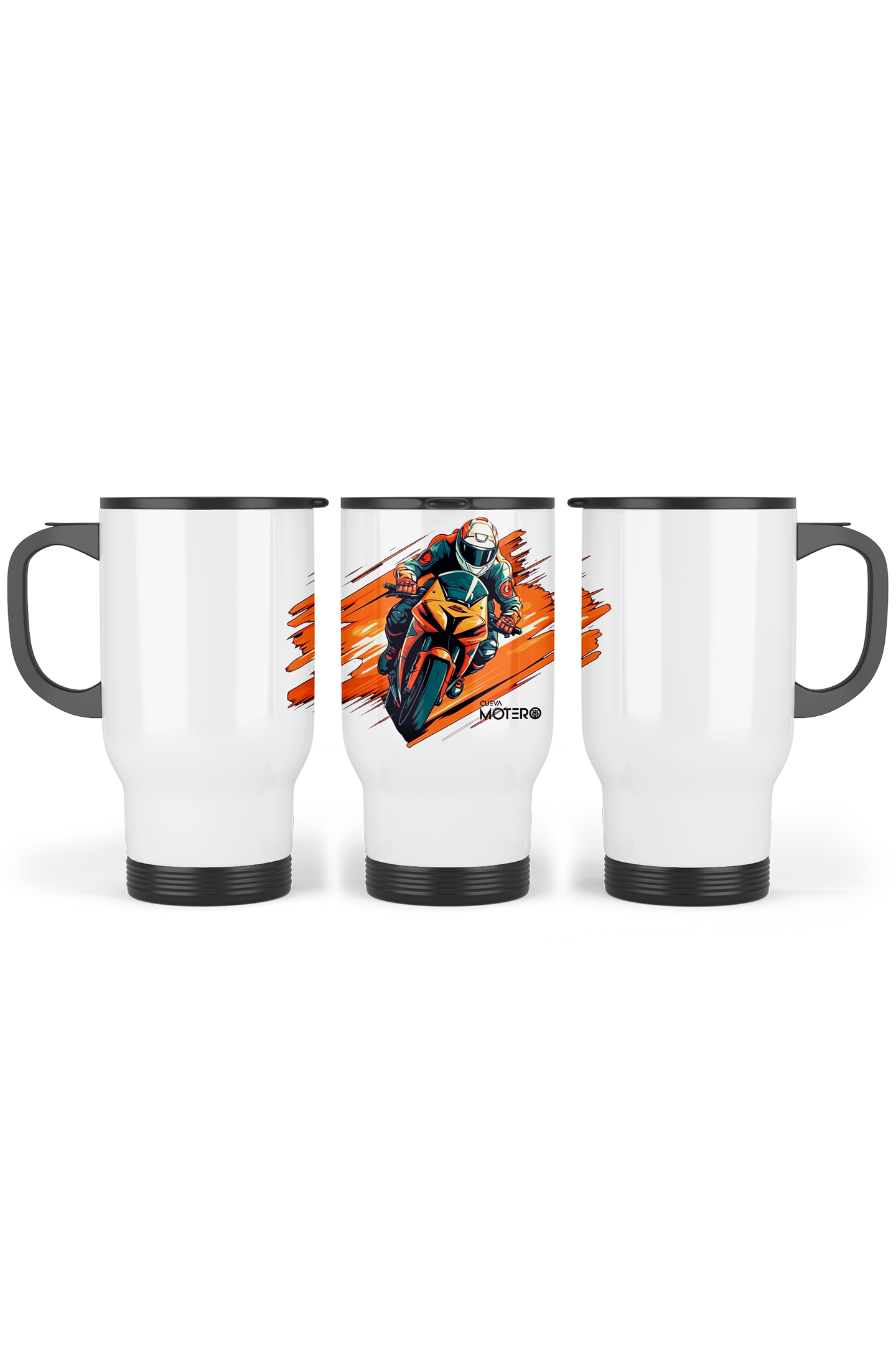 1 Termo acero con asa de plástico negro, capacidad de 16 oz Diseño 12
