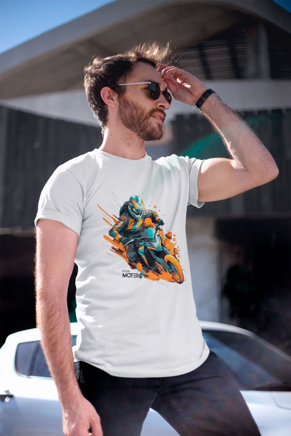 Playera de poliéster blanca para hombre Diseño 13