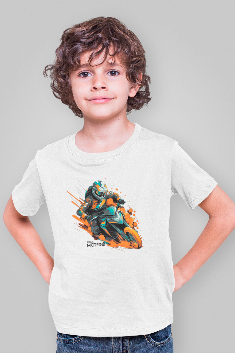 Playera poliéster blanca para niños diseño 13