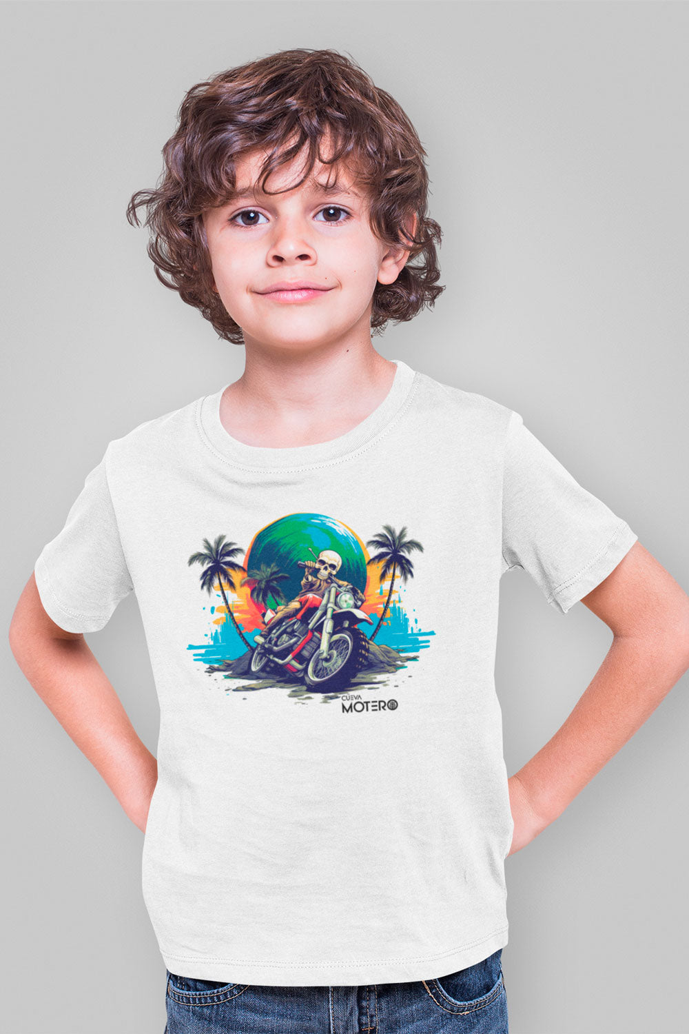 Playera poliéster blanca para niños diseño 132
