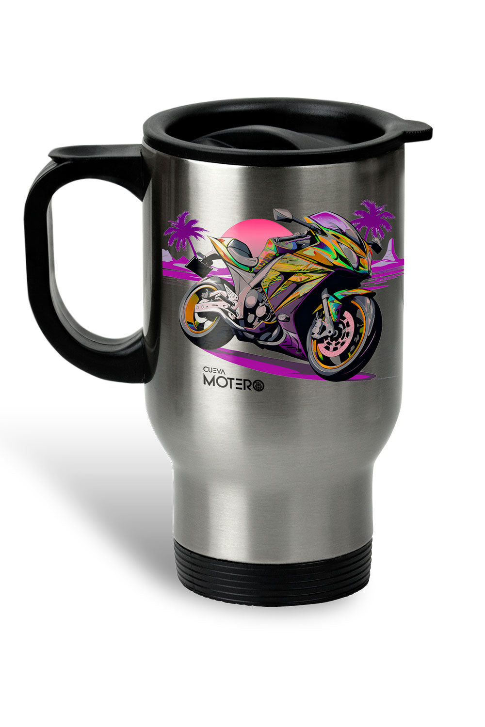 1 Termo acero con asa de plástico negro, capacidad de 16 oz Diseño 133