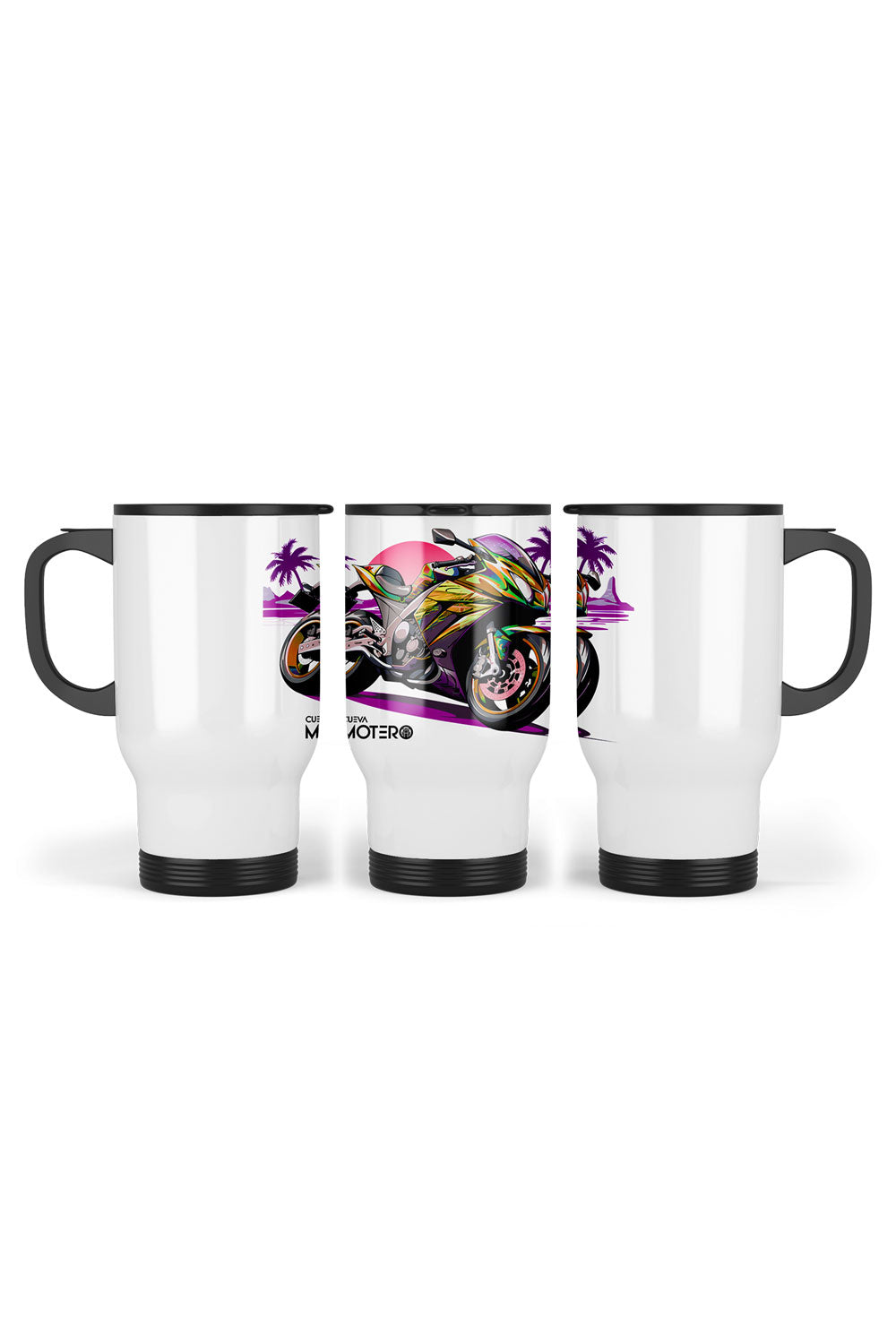 1 Termo acero con asa de plástico negro, capacidad de 16 oz Diseño 133