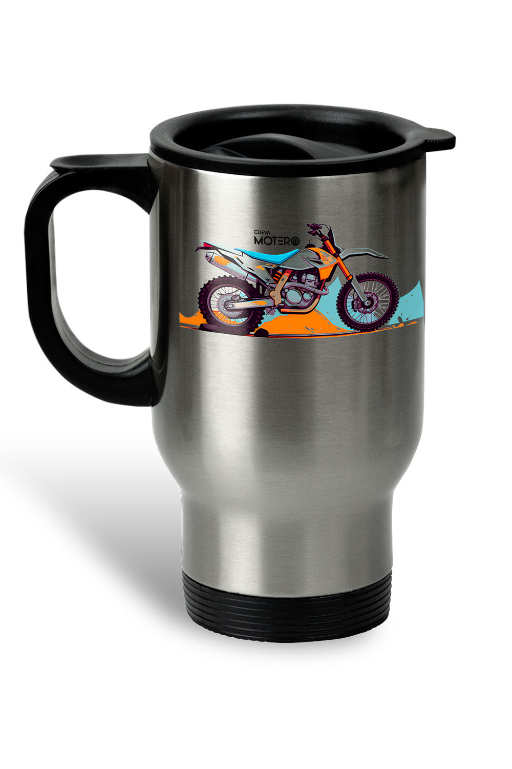 1 Termo acero con asa de plástico negro, capacidad de 16 oz Diseño 134