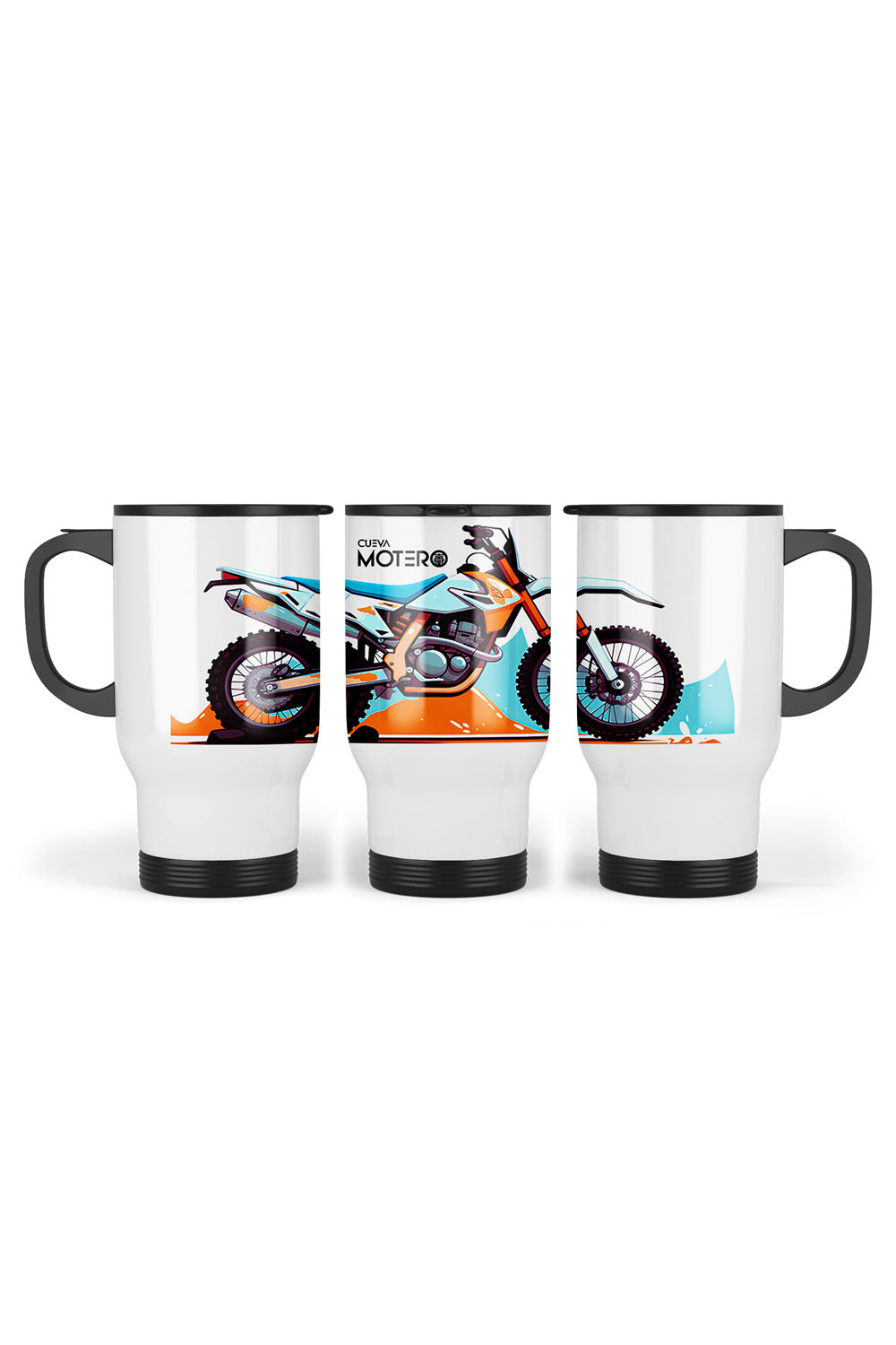 1 Termo acero con asa de plástico negro, capacidad de 16 oz Diseño 134