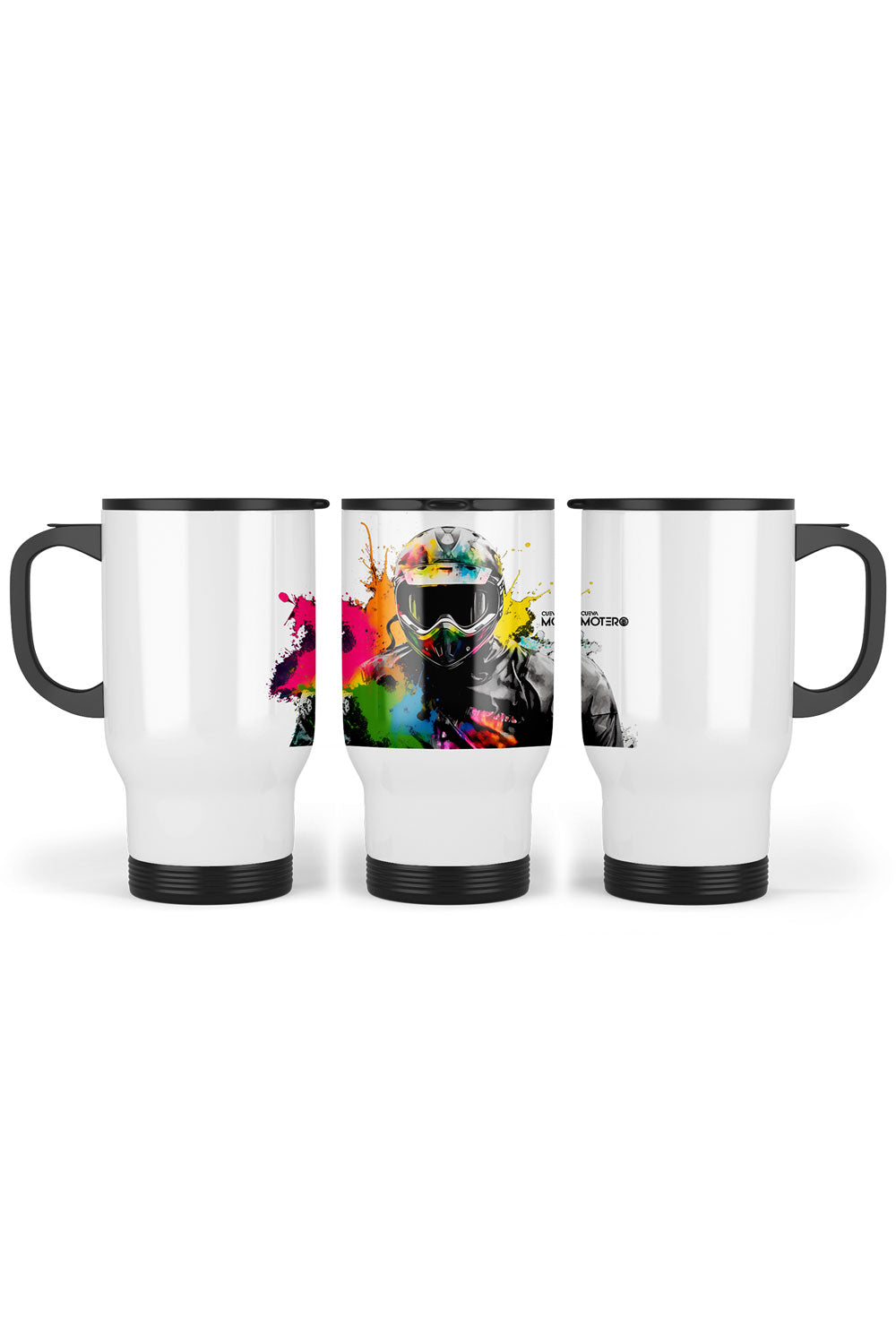 1 Termo acero con asa de plástico negro, capacidad de 16 oz Diseño 136