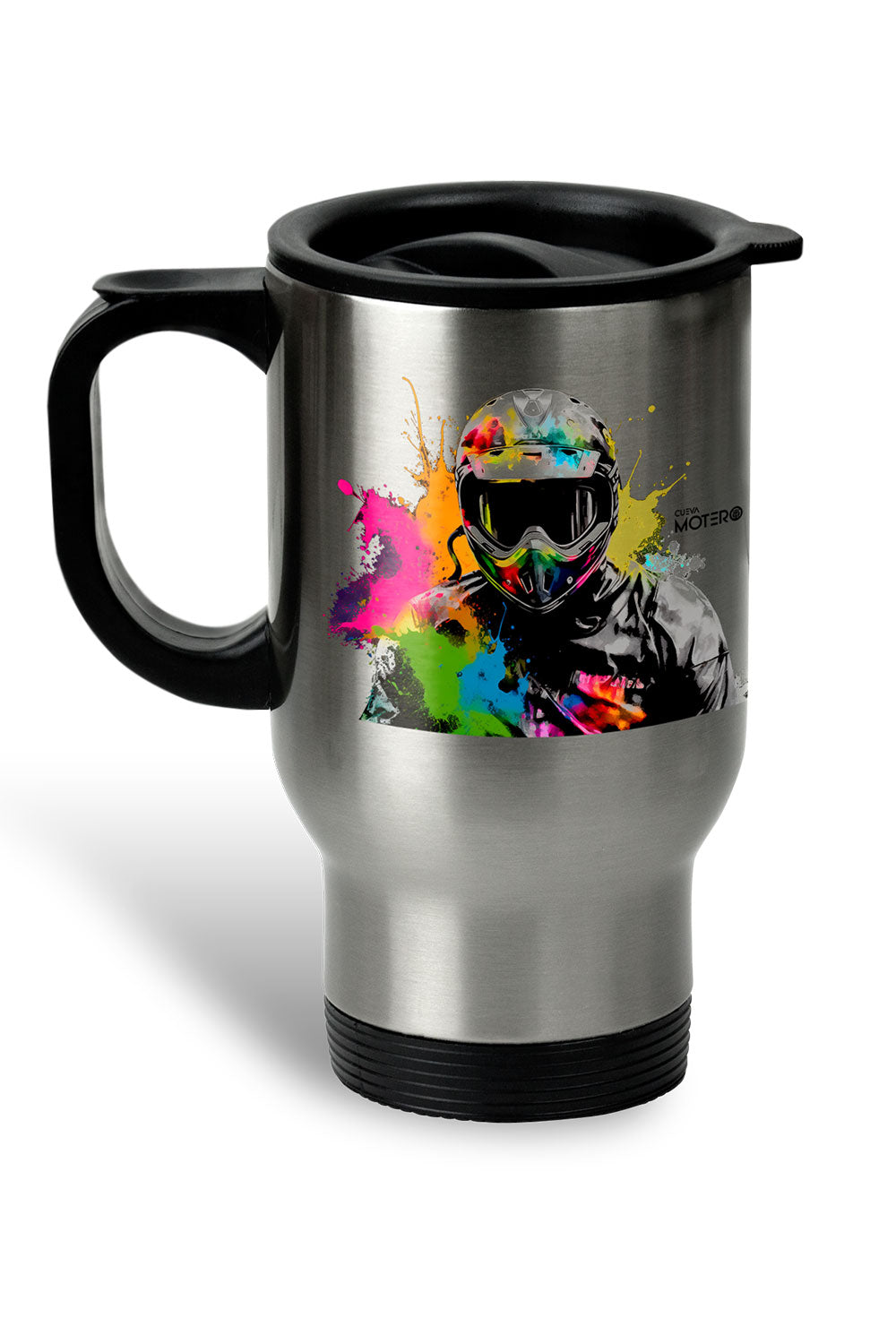 1 Termo acero con asa de plástico negro, capacidad de 16 oz Diseño 136