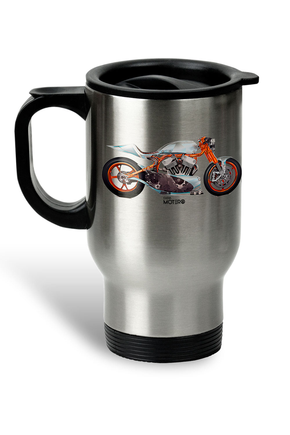 1 Termo acero con asa de plástico negro, capacidad de 16 oz Diseño 138