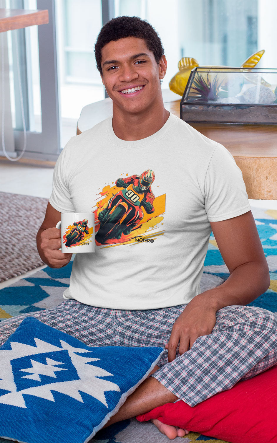 Playera de poliéster blanca para hombre Diseño 14