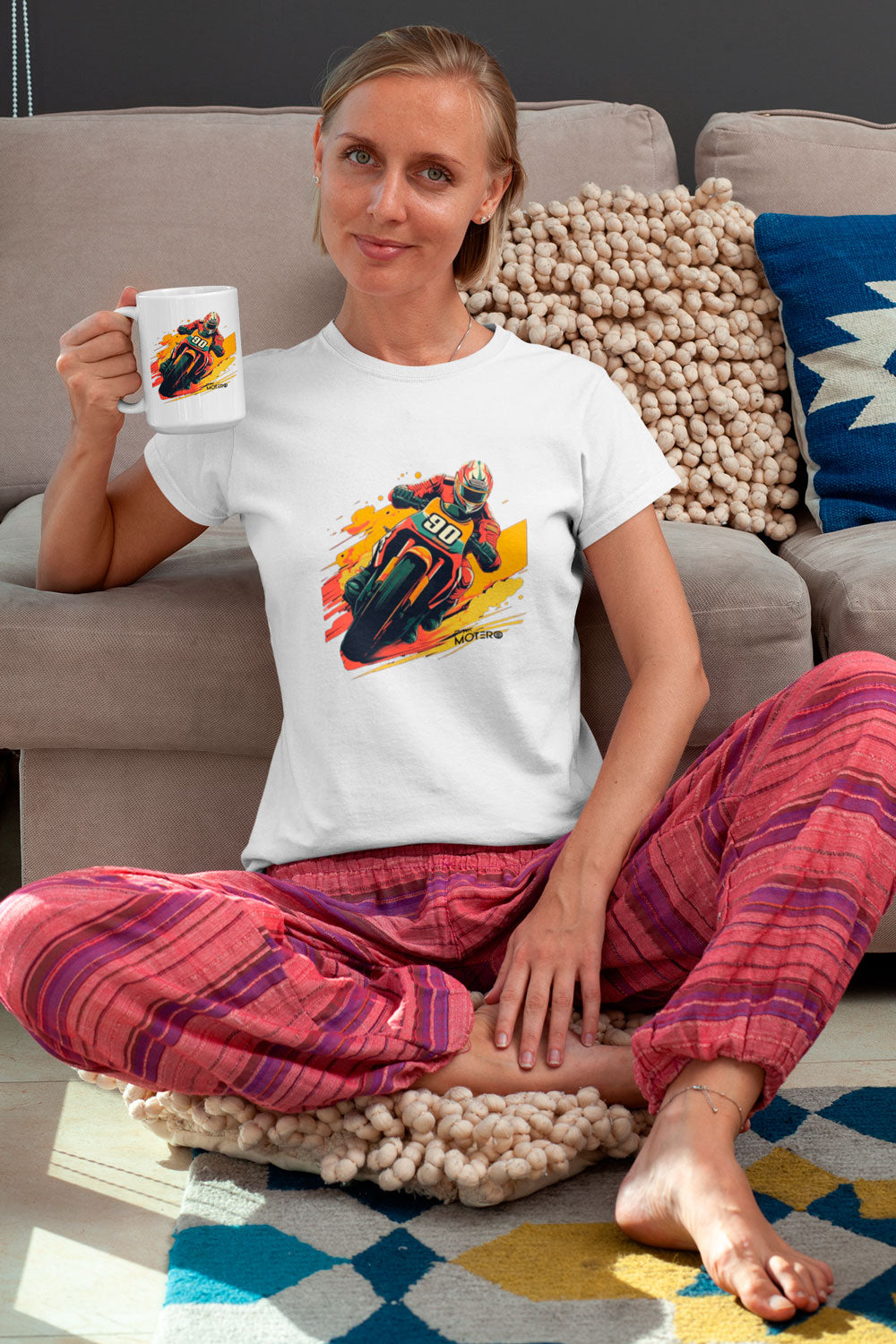 Playera poliéster blanca para mujer diseño 14