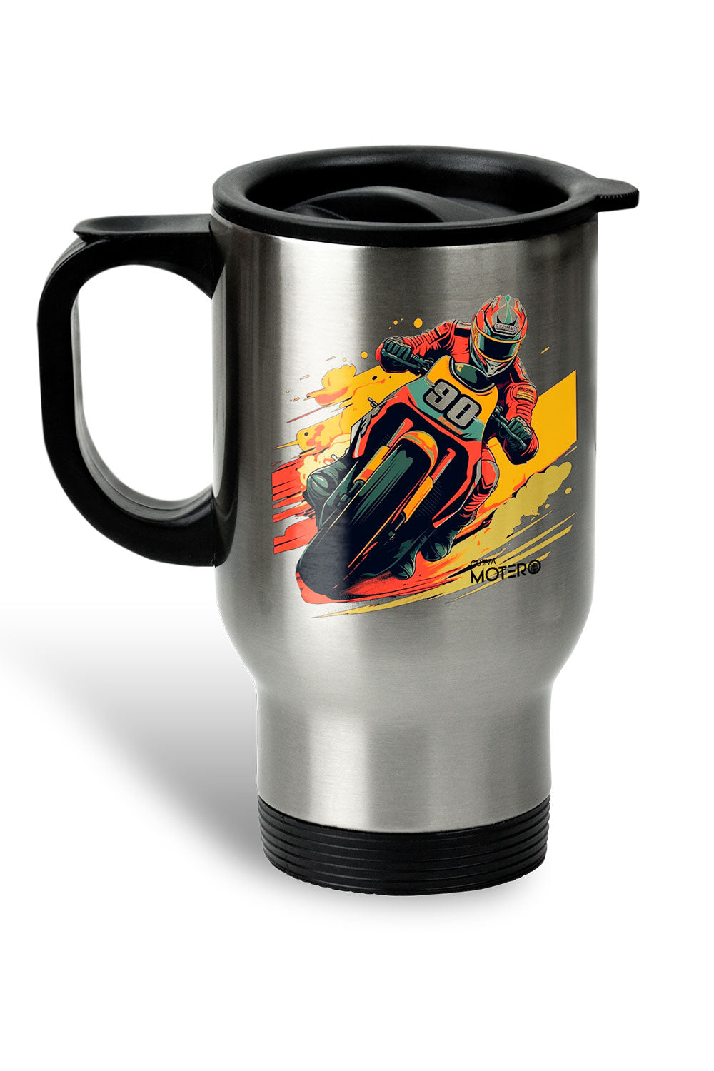 1 Termo acero con asa de plástico negro, capacidad de 16 oz Diseño 14