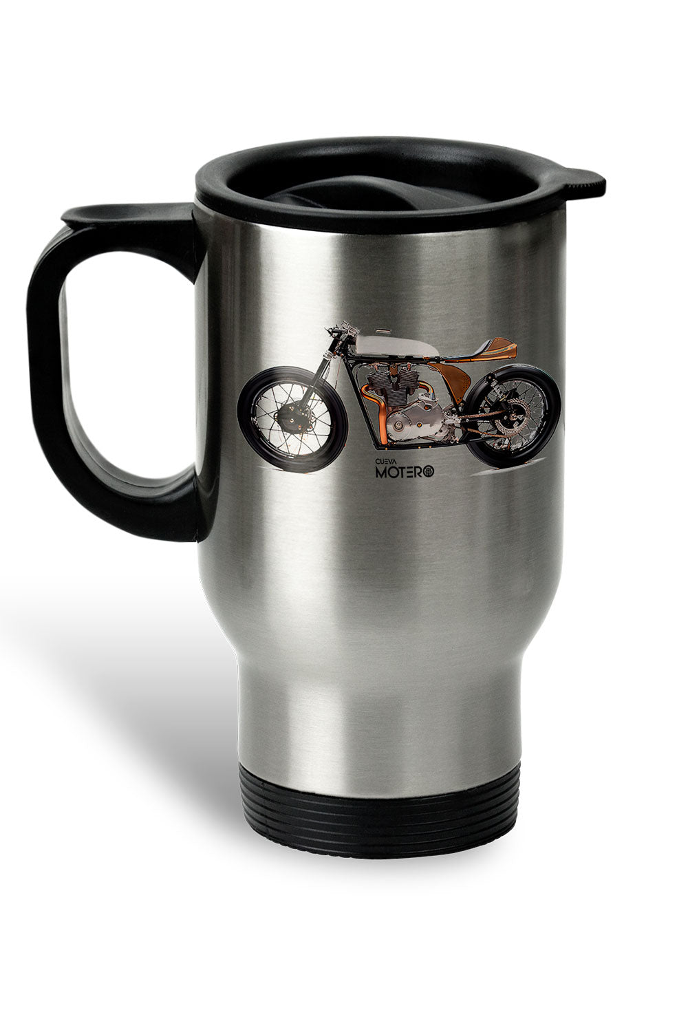 1 Termo acero con asa de plástico negro, capacidad de 16 oz Diseño 142