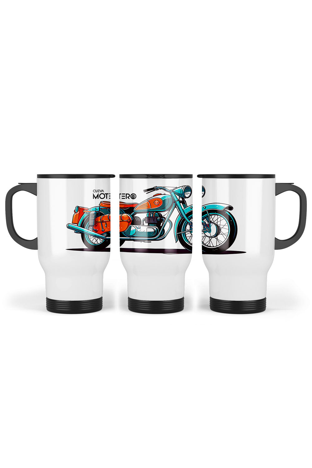 1 Termo acero con asa de plástico negro, capacidad de 16 oz Diseño 143