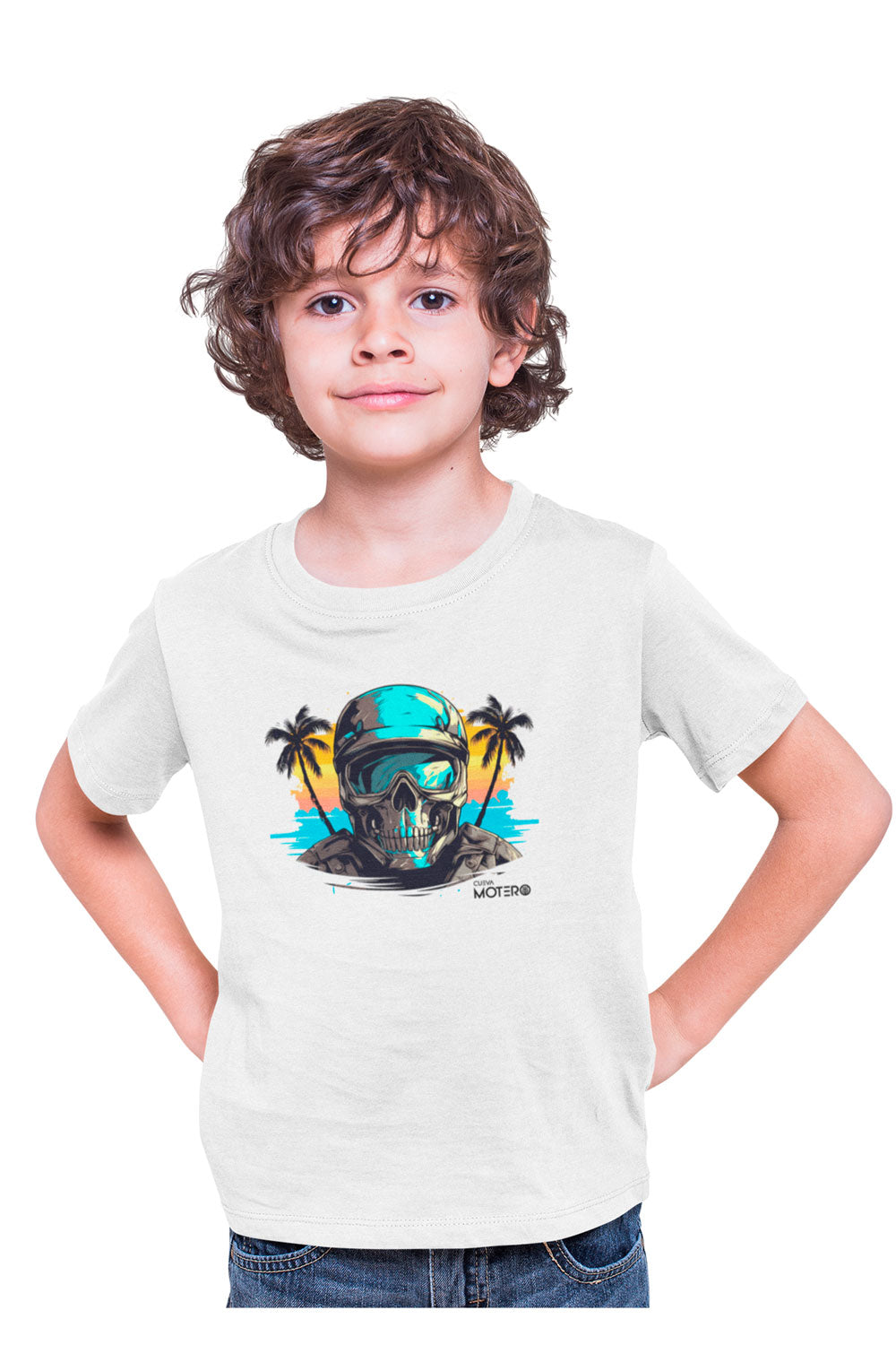 Playera poliéster blanca para niños diseño 15