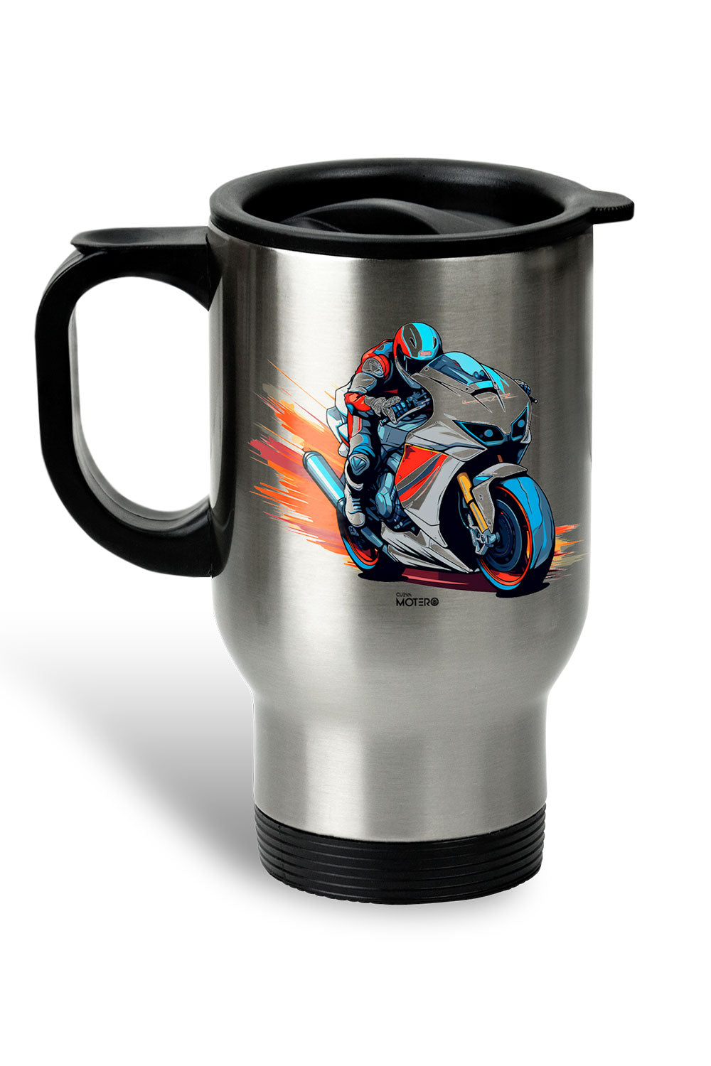1 Termo acero con asa de plástico negro, capacidad de 16 oz Diseño 155