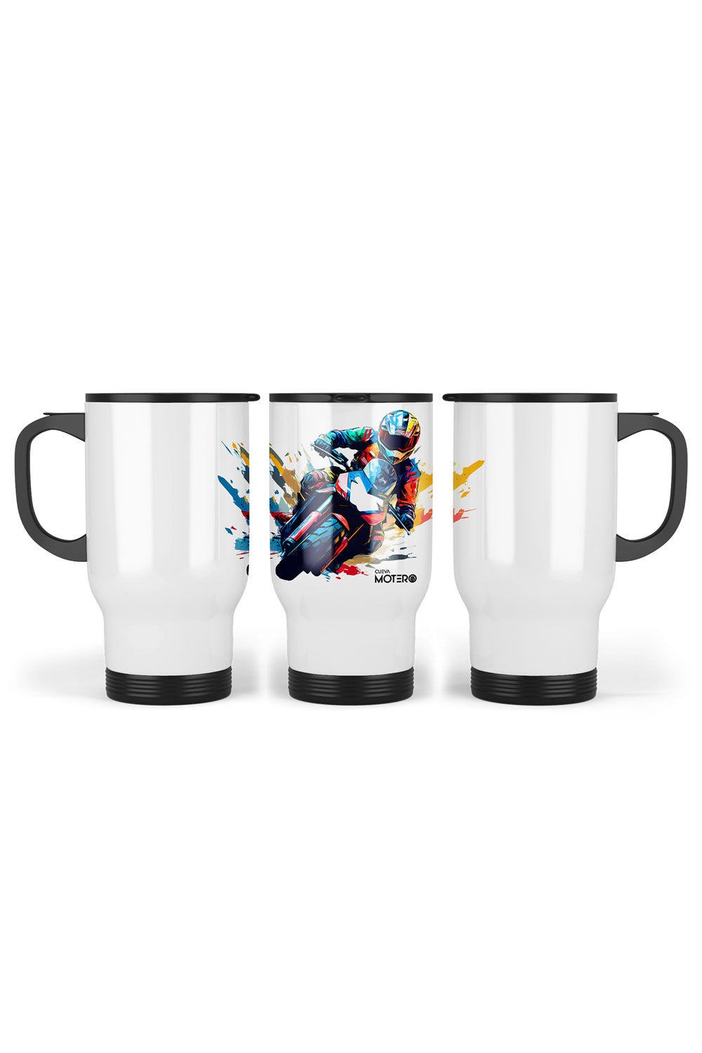 1 Termo acero con asa de plástico negro, capacidad de 16 oz Diseño 16