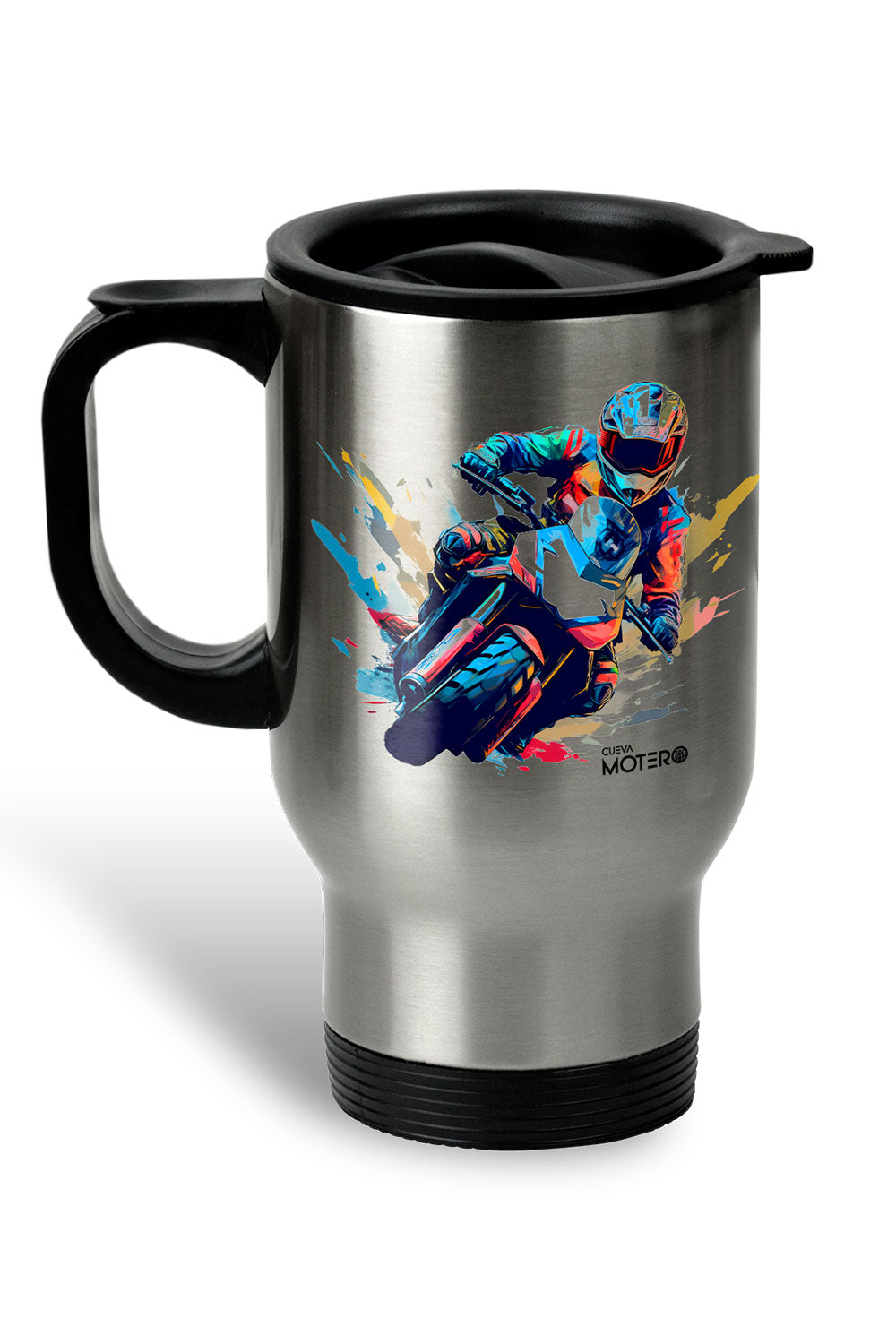 1 Termo acero con asa de plástico negro, capacidad de 16 oz Diseño 16