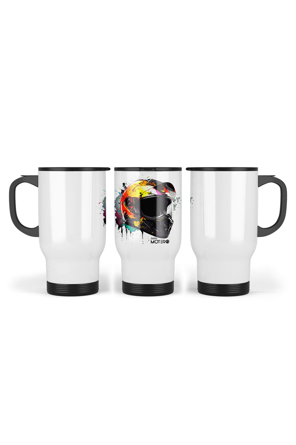 1 Termo acero con asa de plástico negro, capacidad de 16 oz Diseño 17