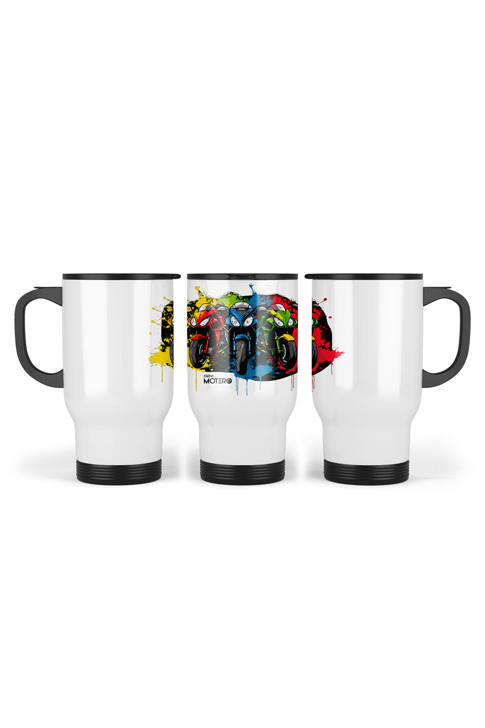 1 Termo acero con asa de plástico negro, capacidad de 16 oz Diseño 18